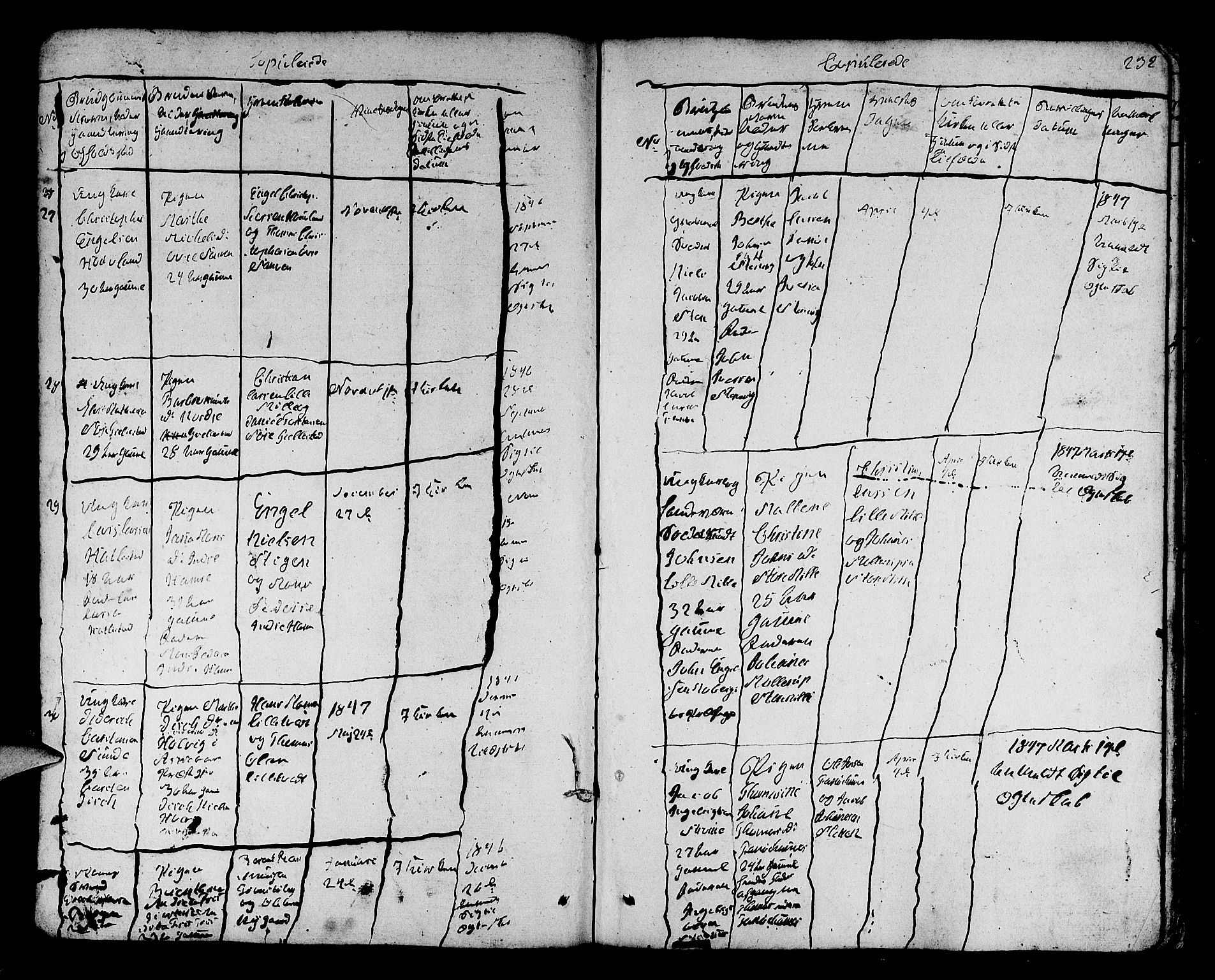 Fana Sokneprestembete, SAB/A-75101/H/Hab/Habb/L0001: Klokkerbok nr. B 1, 1837-1855, s. 232