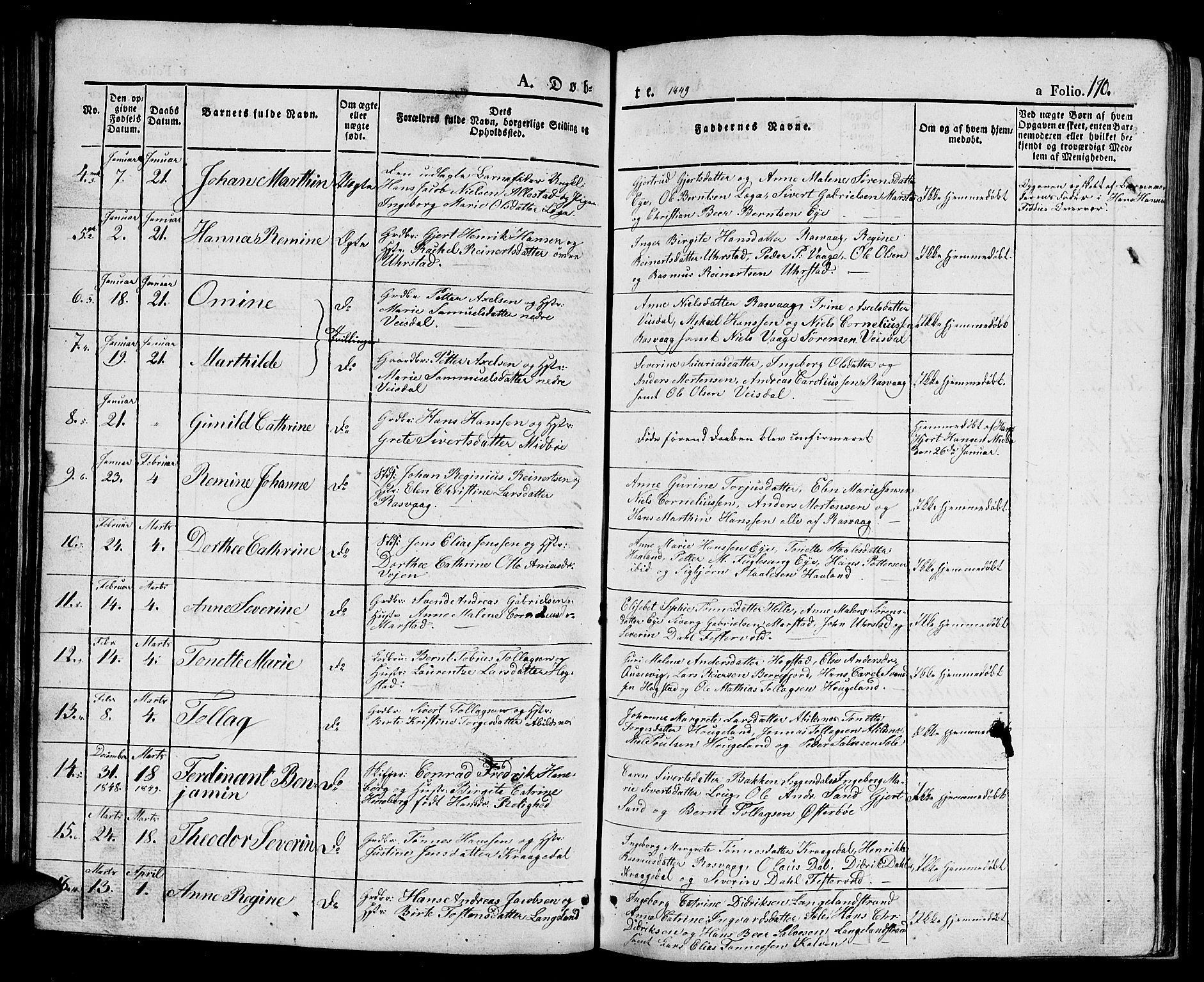 Flekkefjord sokneprestkontor, AV/SAK-1111-0012/F/Fb/Fbb/L0002: Klokkerbok nr. B 2a, 1831-1866, s. 170