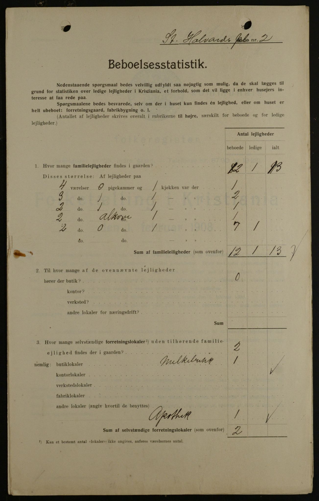 OBA, Kommunal folketelling 1.2.1908 for Kristiania kjøpstad, 1908, s. 79259