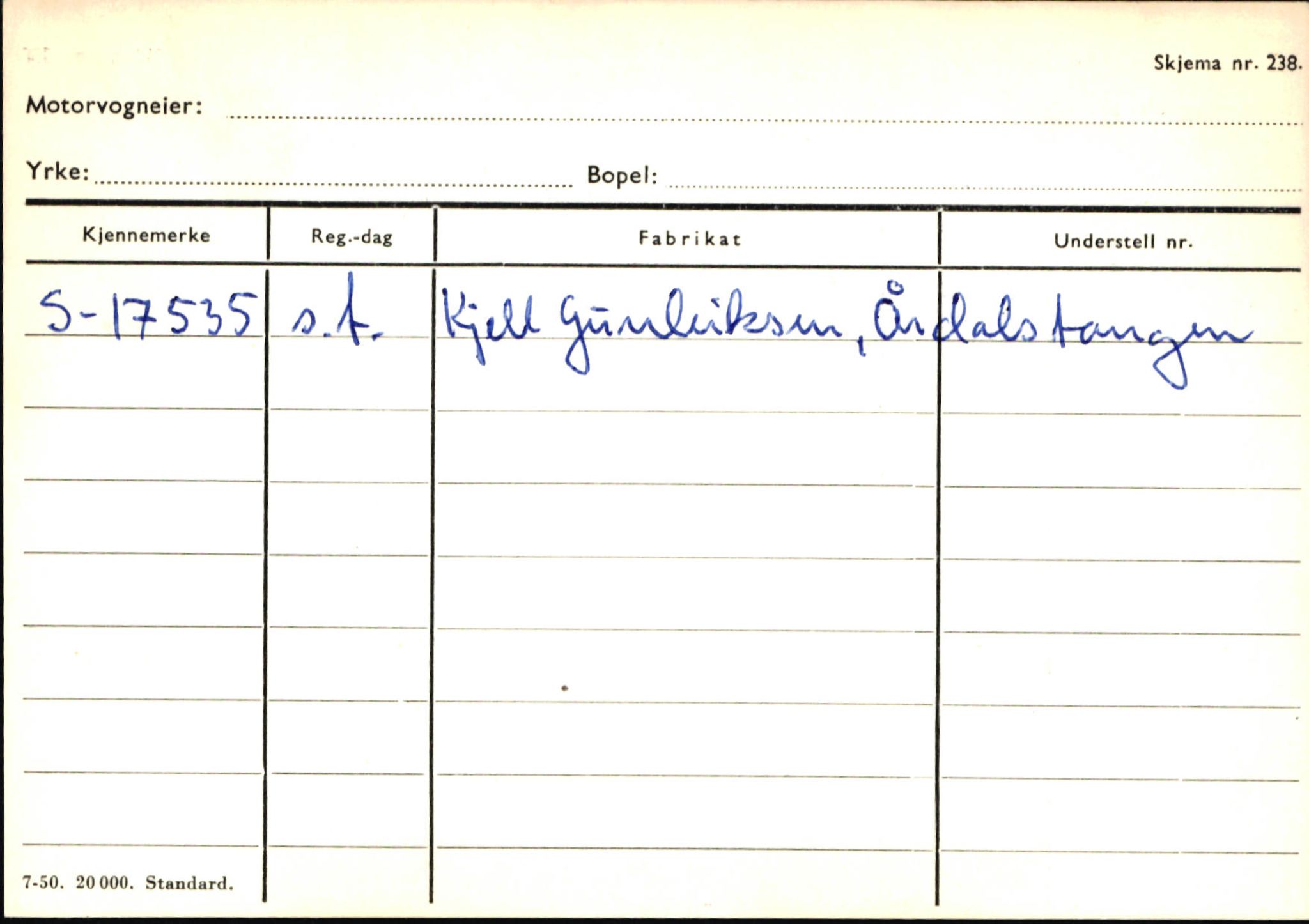 Statens vegvesen, Sogn og Fjordane vegkontor, AV/SAB-A-5301/4/F/L0145: Registerkort Vågsøy S-Å. Årdal I-P, 1945-1975, s. 2008