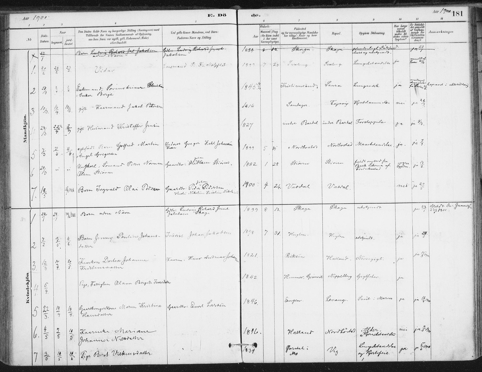 Ministerialprotokoller, klokkerbøker og fødselsregistre - Nordland, SAT/A-1459/838/L0553: Ministerialbok nr. 838A11, 1880-1910, s. 181