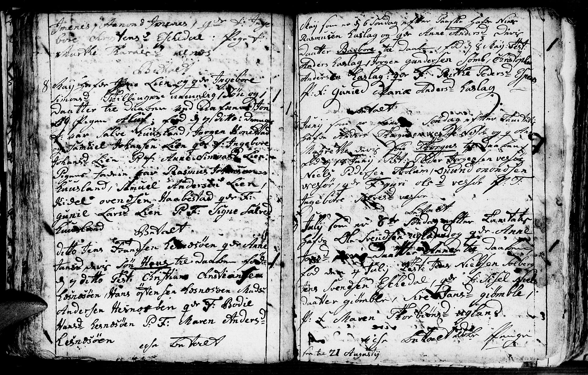 Fjære sokneprestkontor, AV/SAK-1111-0011/F/Fb/L0004: Klokkerbok nr. B 4, 1766-1785, s. 42b-43a