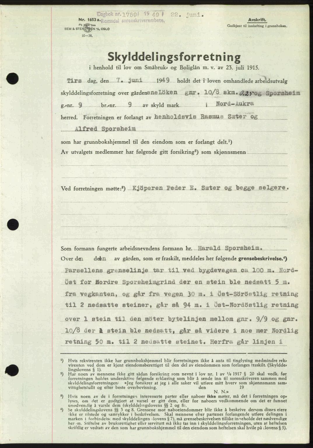 Romsdal sorenskriveri, SAT/A-4149/1/2/2C: Pantebok nr. A30, 1949-1949, Dagboknr: 1759/1949