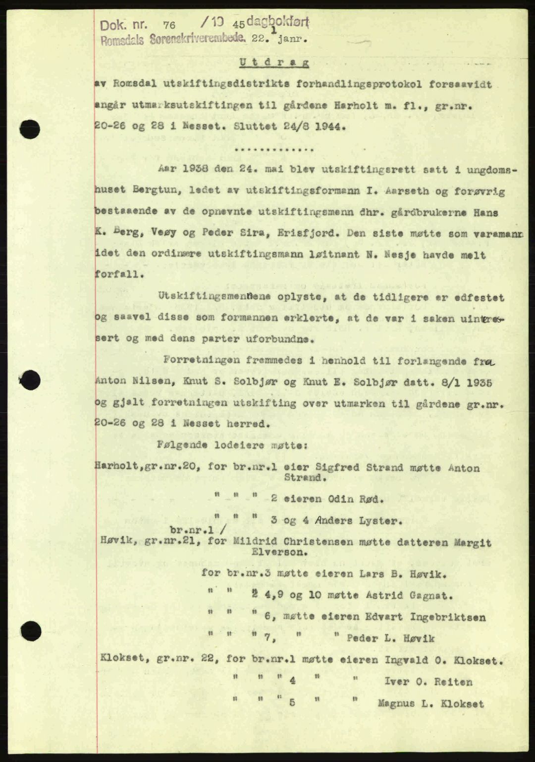 Romsdal sorenskriveri, SAT/A-4149/1/2/2C: Pantebok nr. A17, 1944-1945, Dagboknr: 76/1945