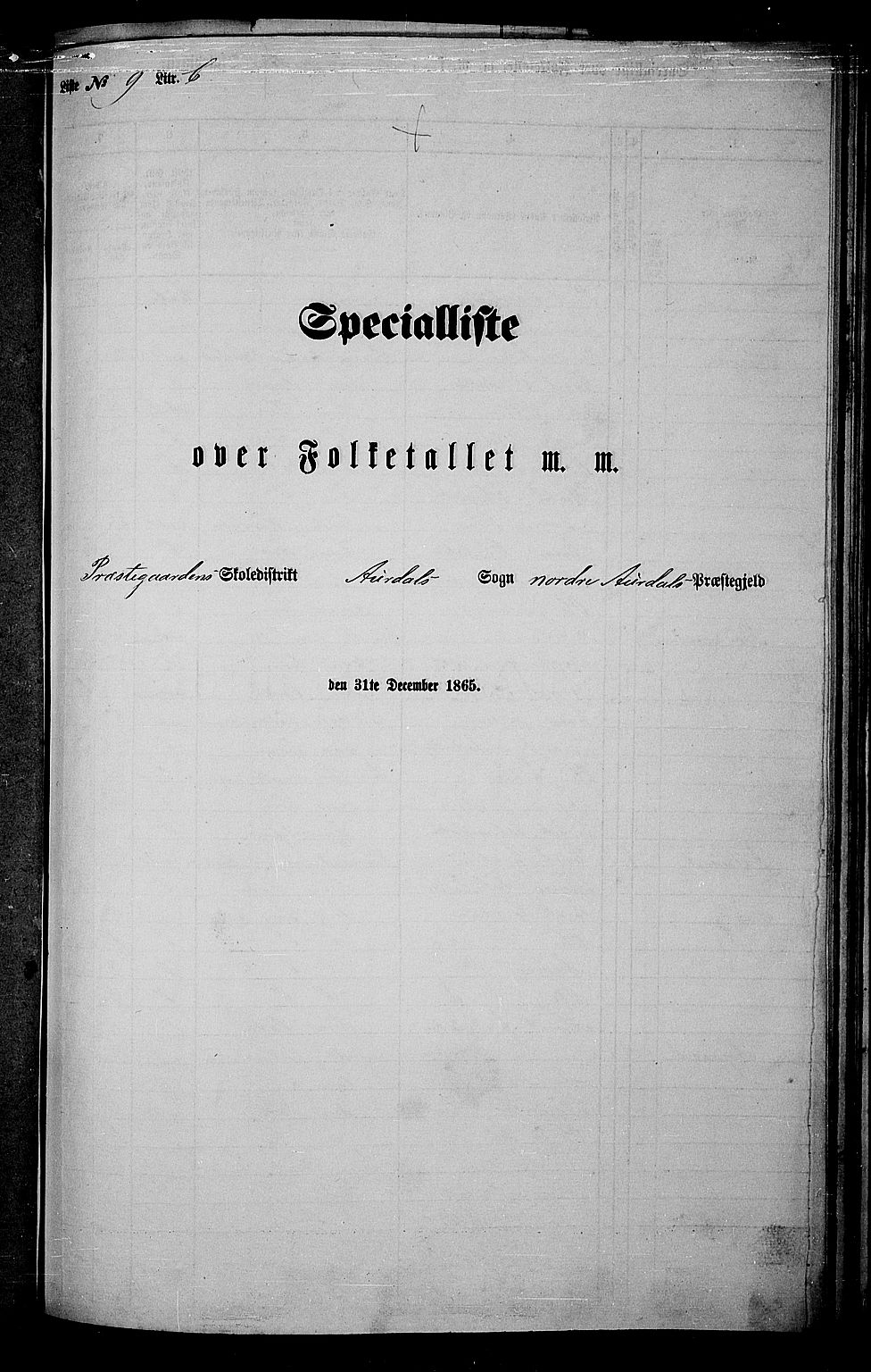 RA, Folketelling 1865 for 0542P Nord-Aurdal prestegjeld, 1865, s. 189