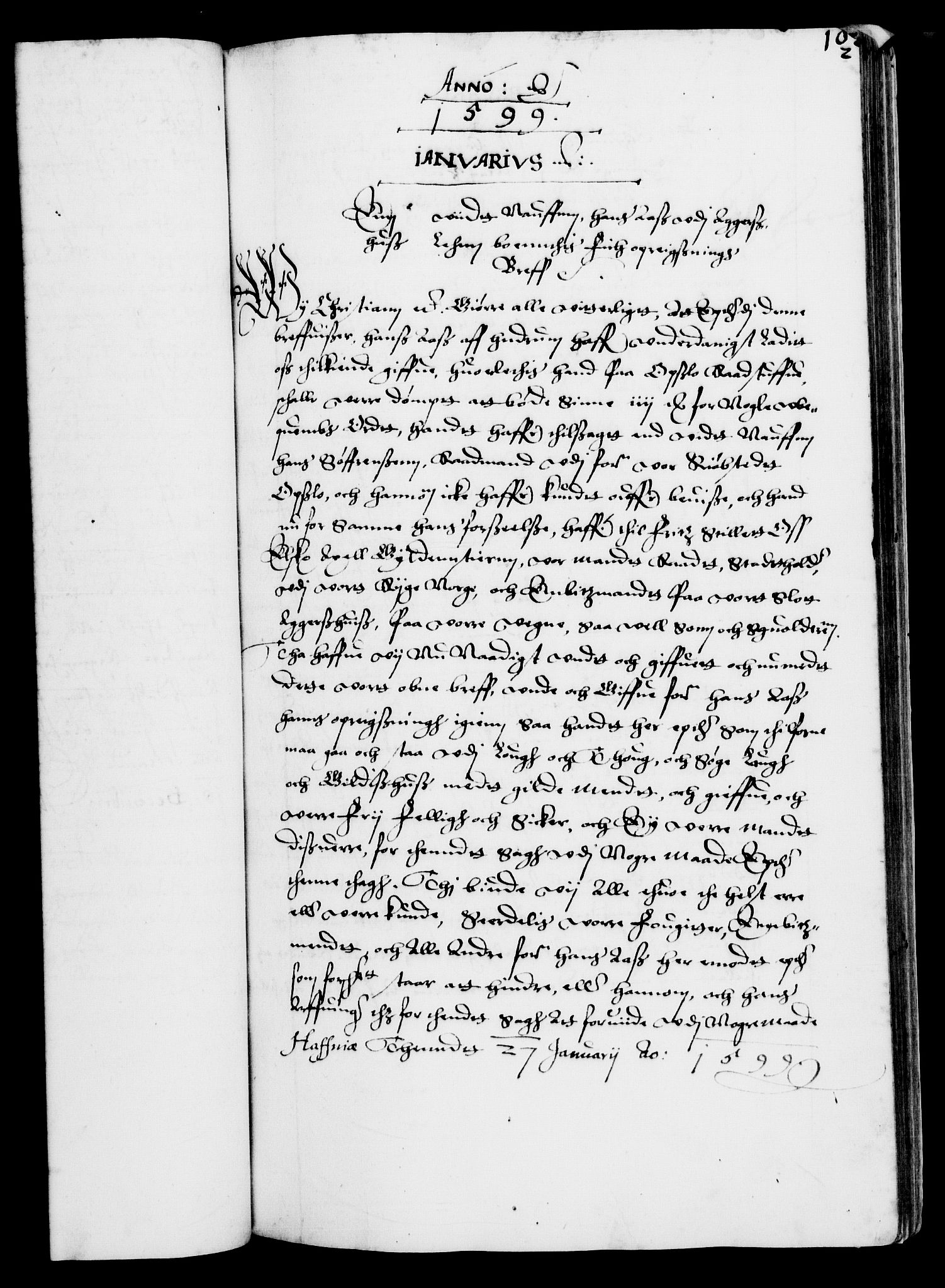 Danske Kanselli 1572-1799, RA/EA-3023/F/Fc/Fca/Fcaa/L0003: Norske registre (mikrofilm), 1596-1616, s. 102a