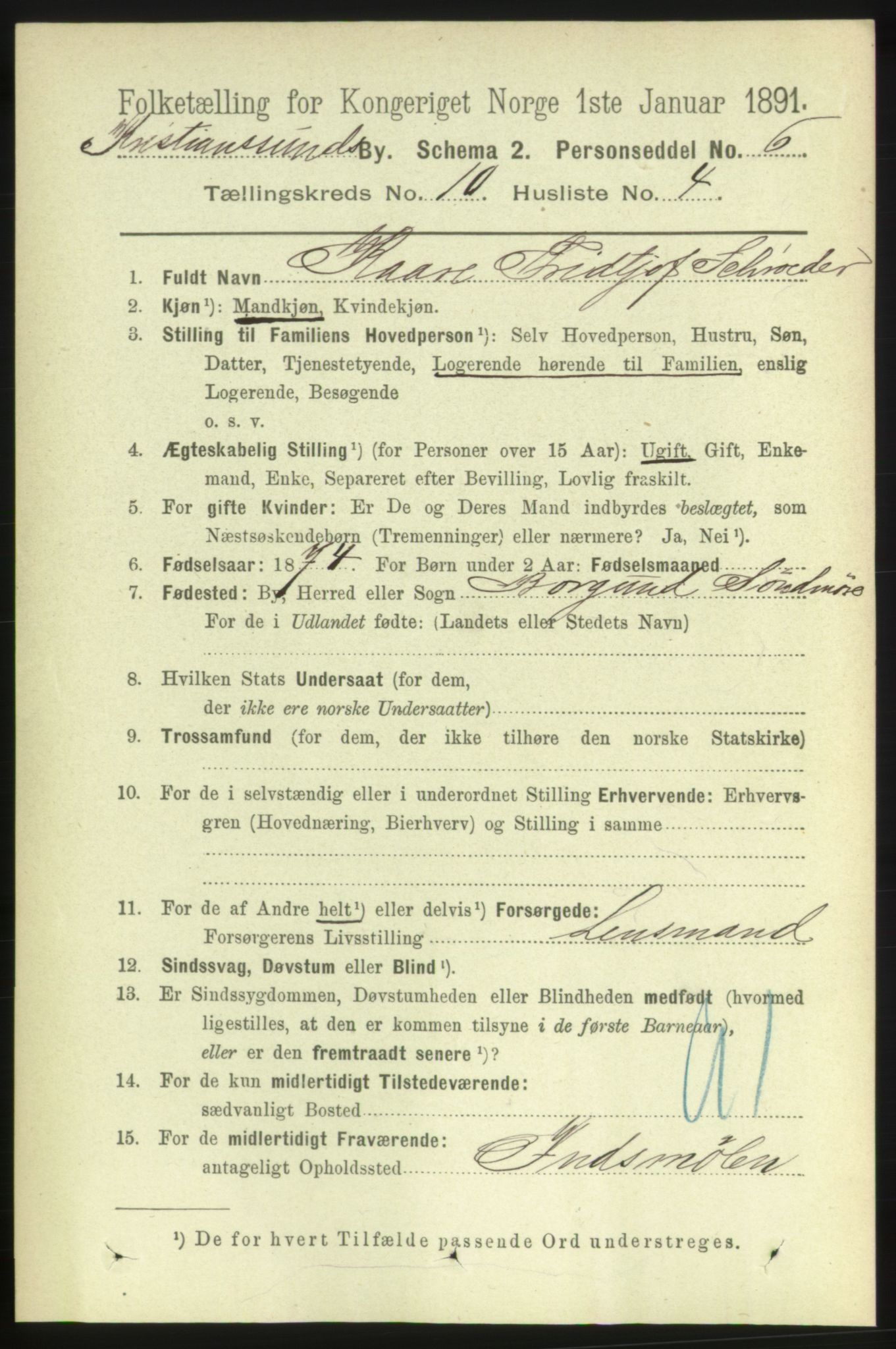 RA, Folketelling 1891 for 1503 Kristiansund kjøpstad, 1891, s. 8112