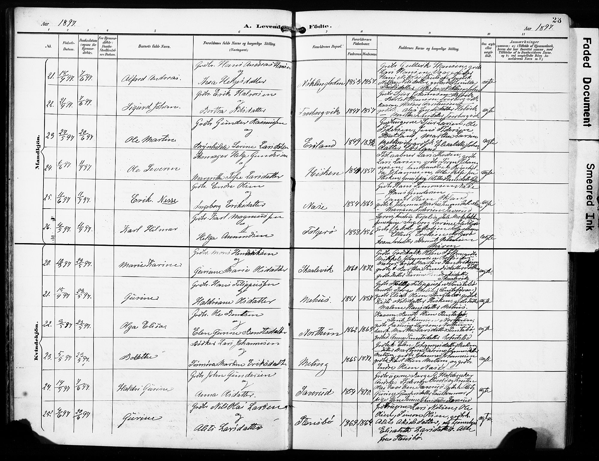 Finnås sokneprestembete, AV/SAB-A-99925/H/Ha/Haa/Haac/L0002: Ministerialbok nr. C 2, 1895-1904, s. 23