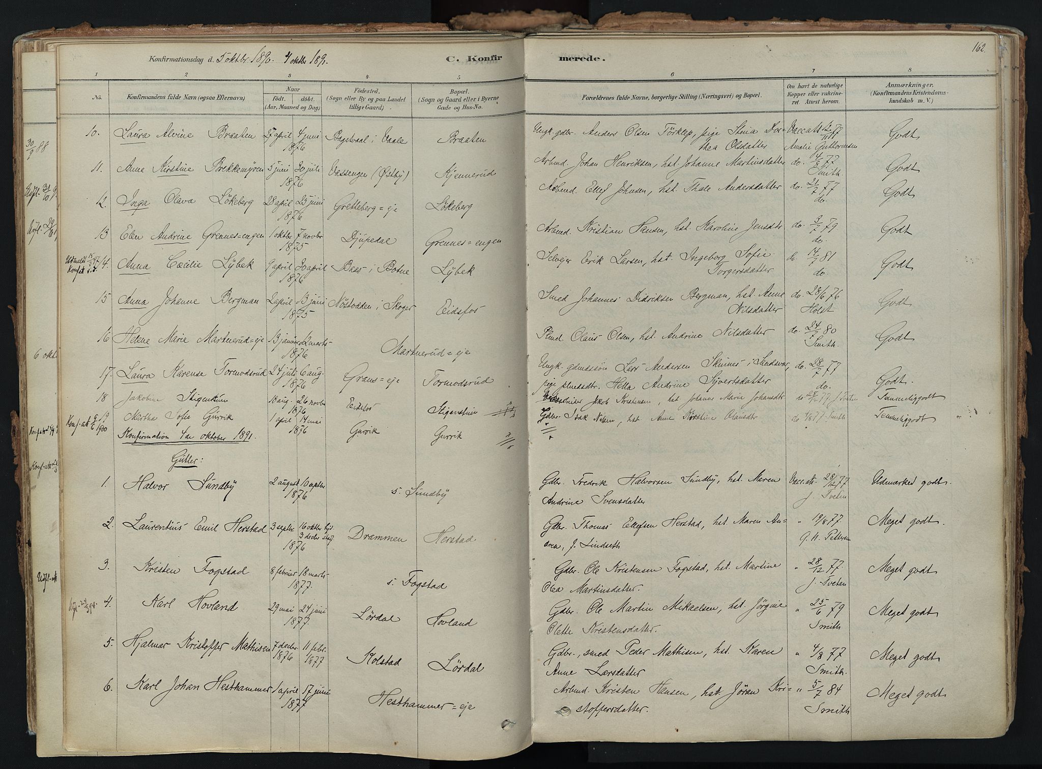 Hof kirkebøker, AV/SAKO-A-64/F/Fa/L0007: Ministerialbok nr. I 7, 1878-1940, s. 162