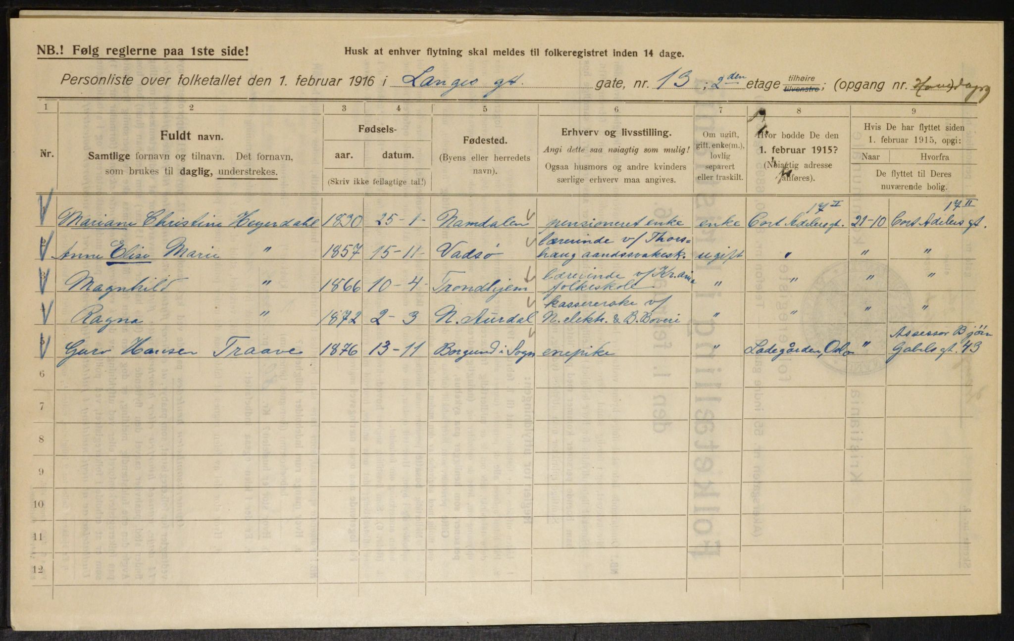 OBA, Kommunal folketelling 1.2.1916 for Kristiania, 1916, s. 57591