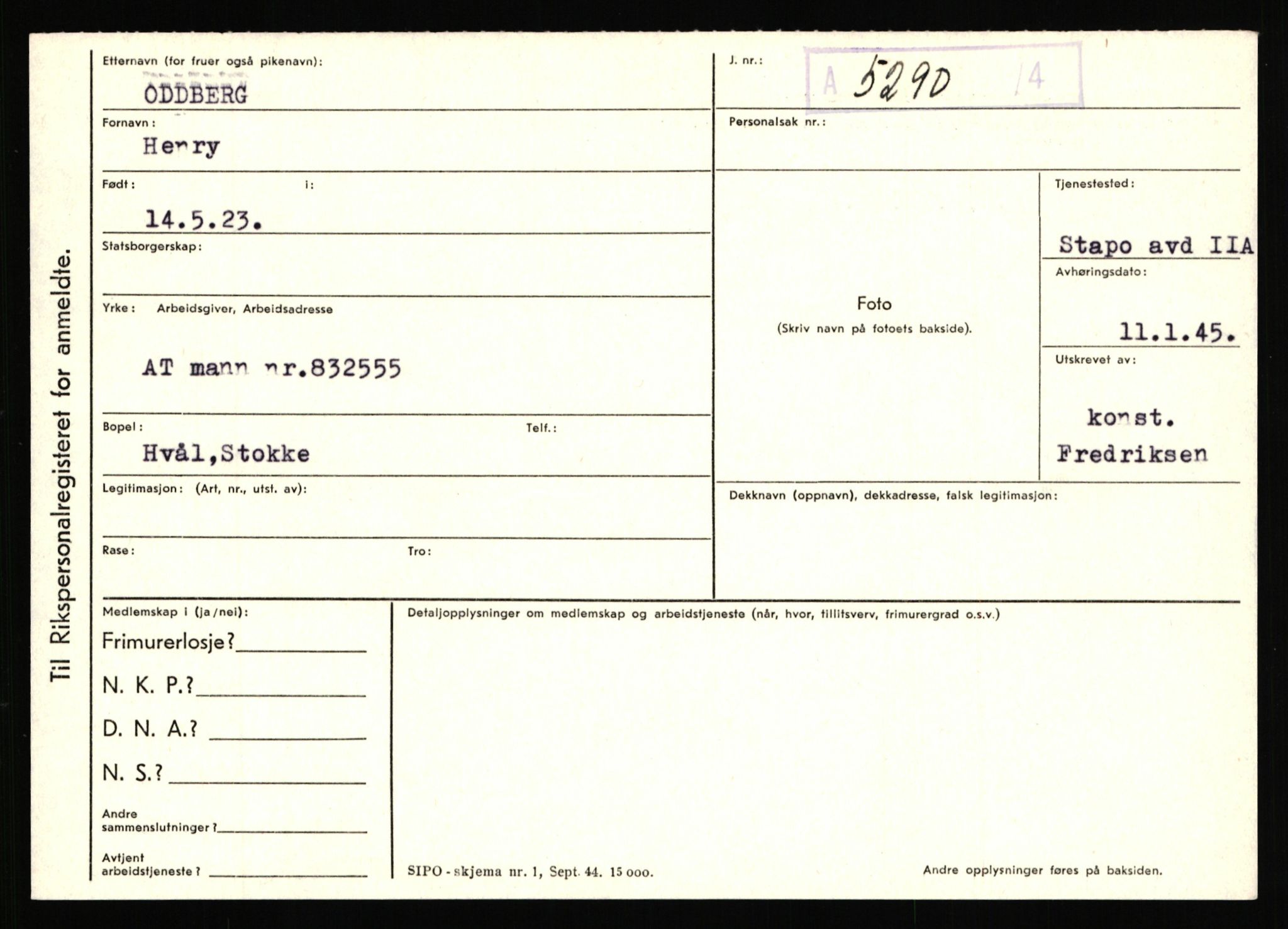 Statspolitiet - Hovedkontoret / Osloavdelingen, AV/RA-S-1329/C/Ca/L0012: Oanæs - Quistgaard	, 1943-1945, s. 16