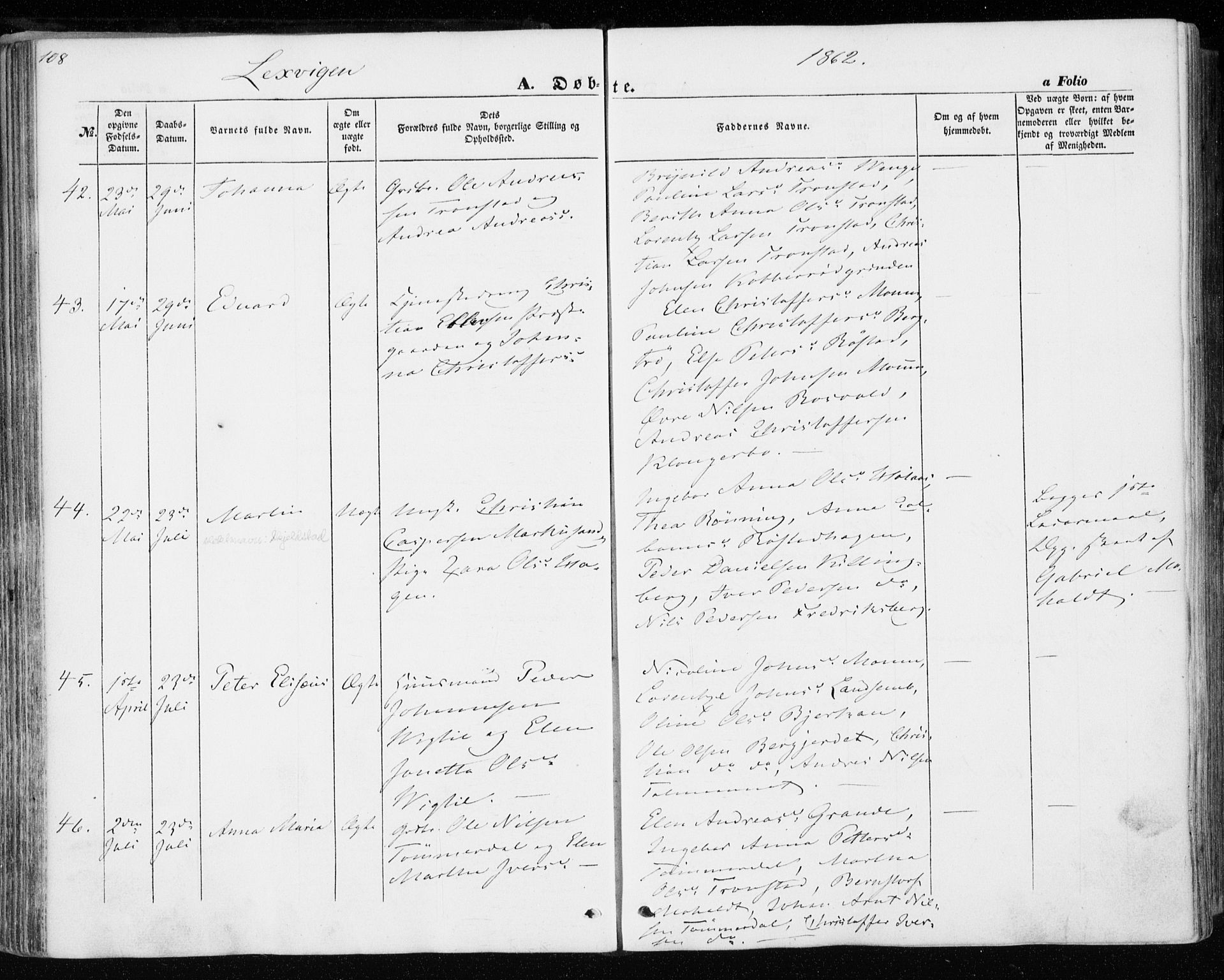 Ministerialprotokoller, klokkerbøker og fødselsregistre - Nord-Trøndelag, SAT/A-1458/701/L0008: Ministerialbok nr. 701A08 /1, 1854-1863, s. 108