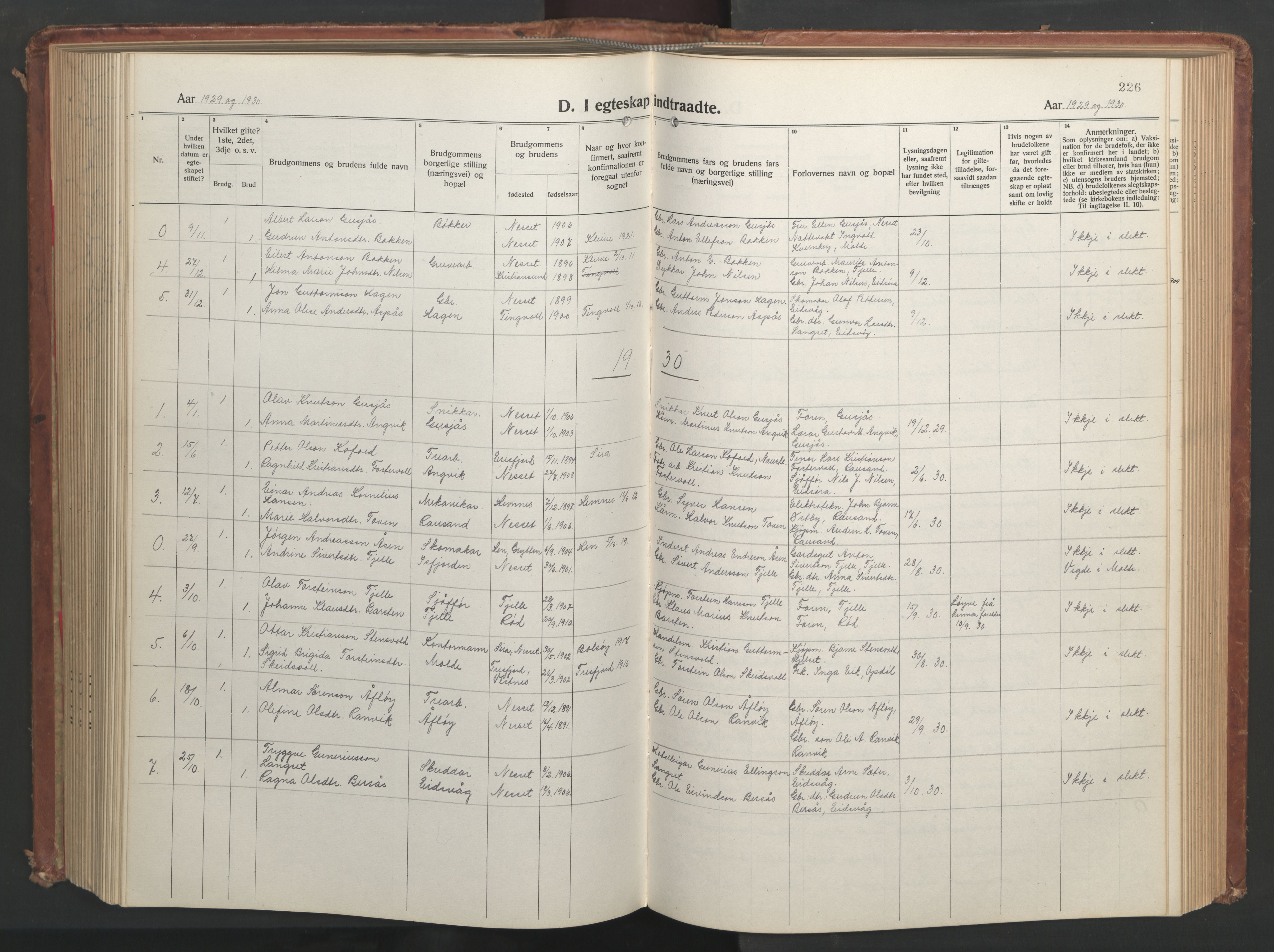 Ministerialprotokoller, klokkerbøker og fødselsregistre - Møre og Romsdal, AV/SAT-A-1454/551/L0633: Klokkerbok nr. 551C05, 1921-1961, s. 226