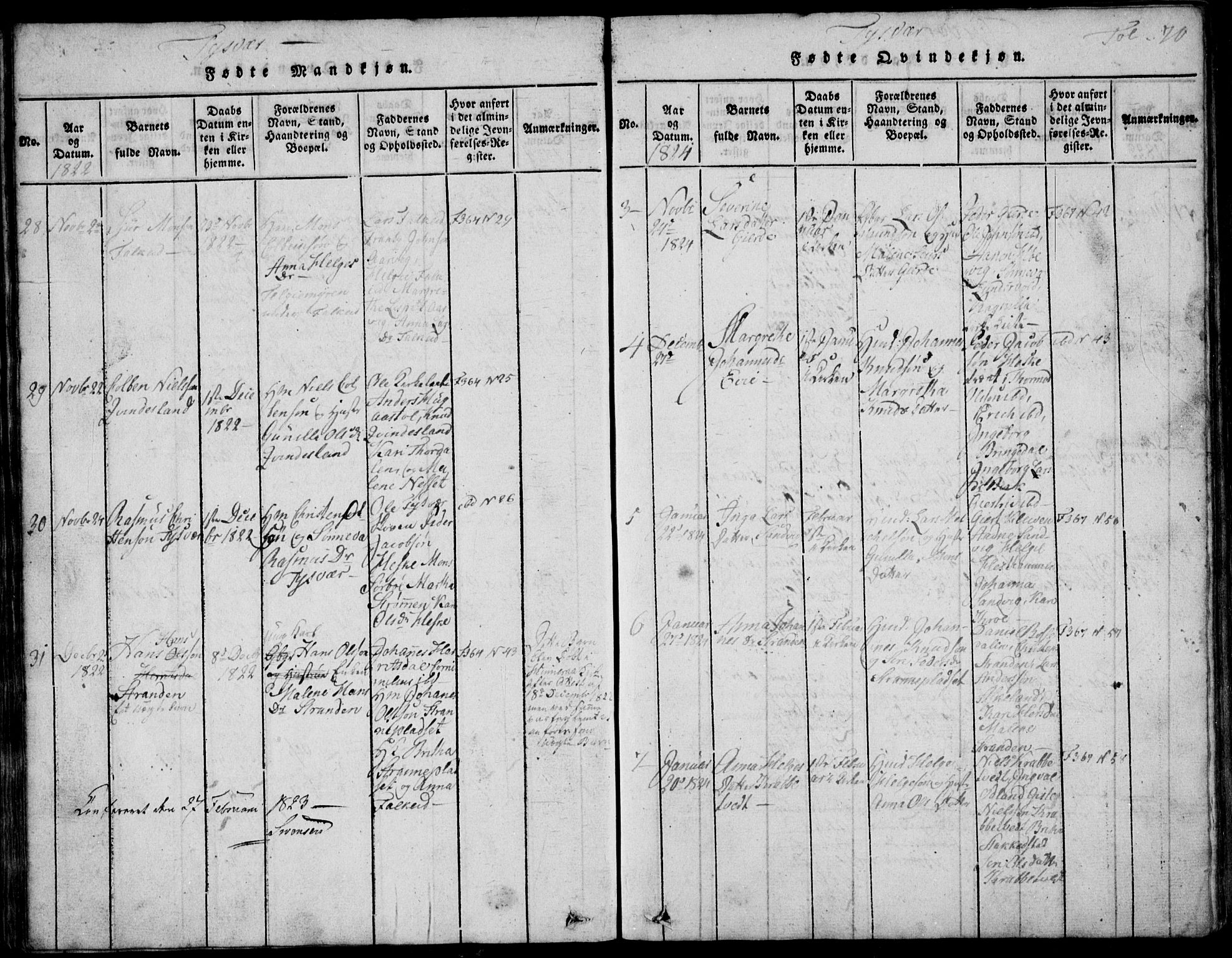 Skjold sokneprestkontor, AV/SAST-A-101847/H/Ha/Hab/L0002: Klokkerbok nr. B 2 /1, 1815-1830, s. 70