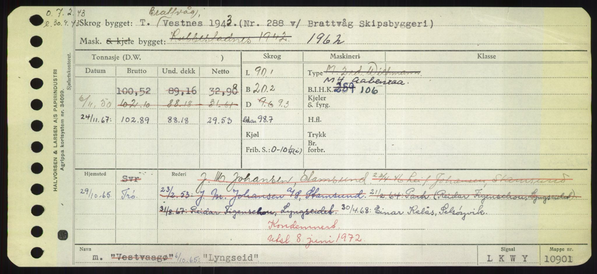 Sjøfartsdirektoratet med forløpere, Skipsmålingen, RA/S-1627/H/Hd/L0023: Fartøy, Lia-Løv, s. 467