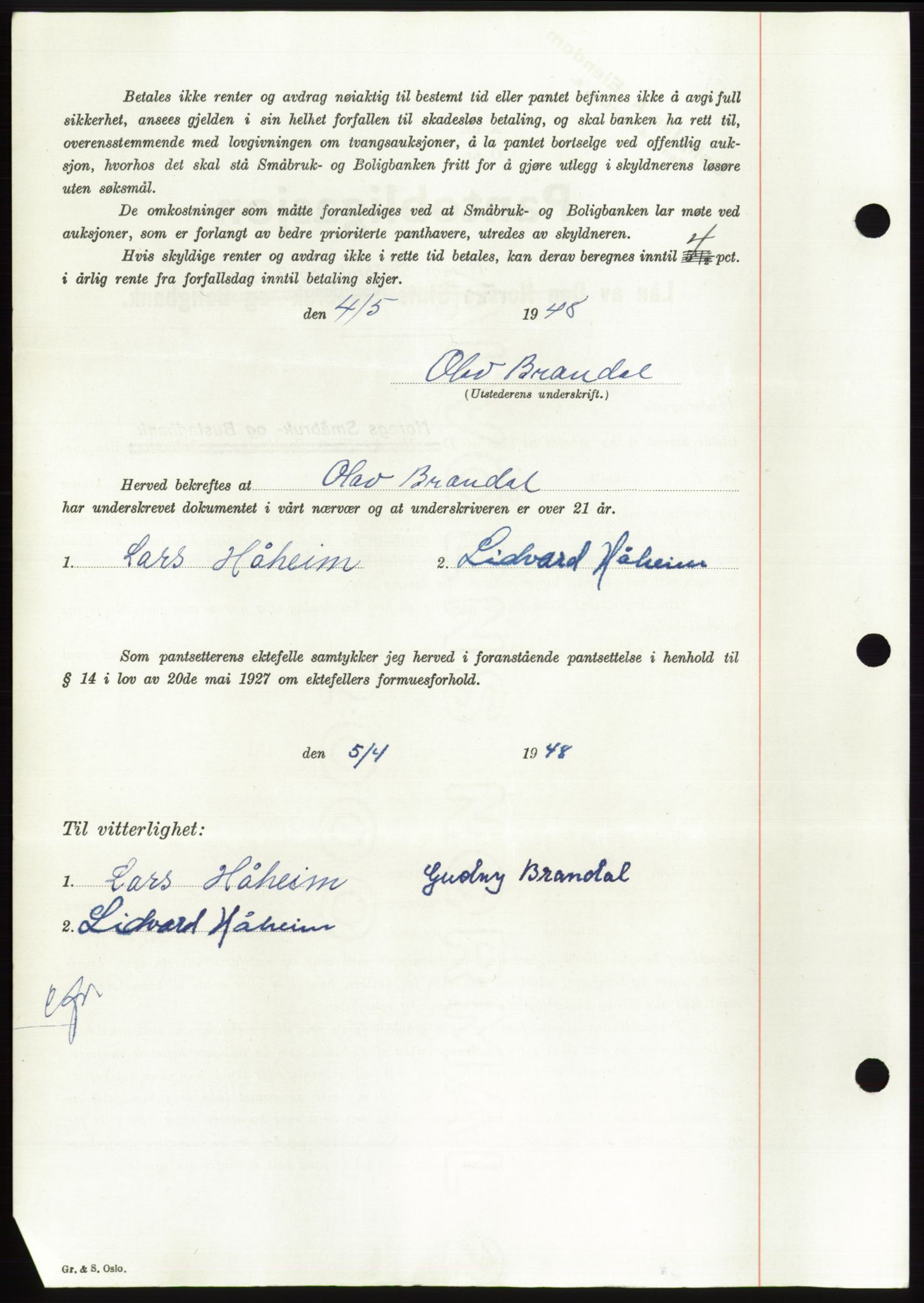 Søre Sunnmøre sorenskriveri, AV/SAT-A-4122/1/2/2C/L0115: Pantebok nr. 3B, 1947-1948, Dagboknr: 652/1948