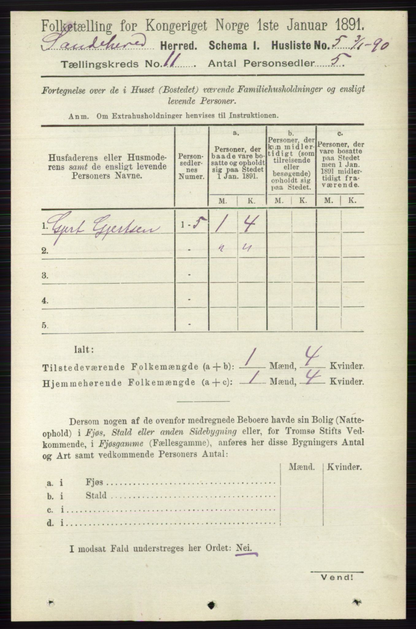 RA, Folketelling 1891 for 0724 Sandeherred herred, 1891, s. 6616