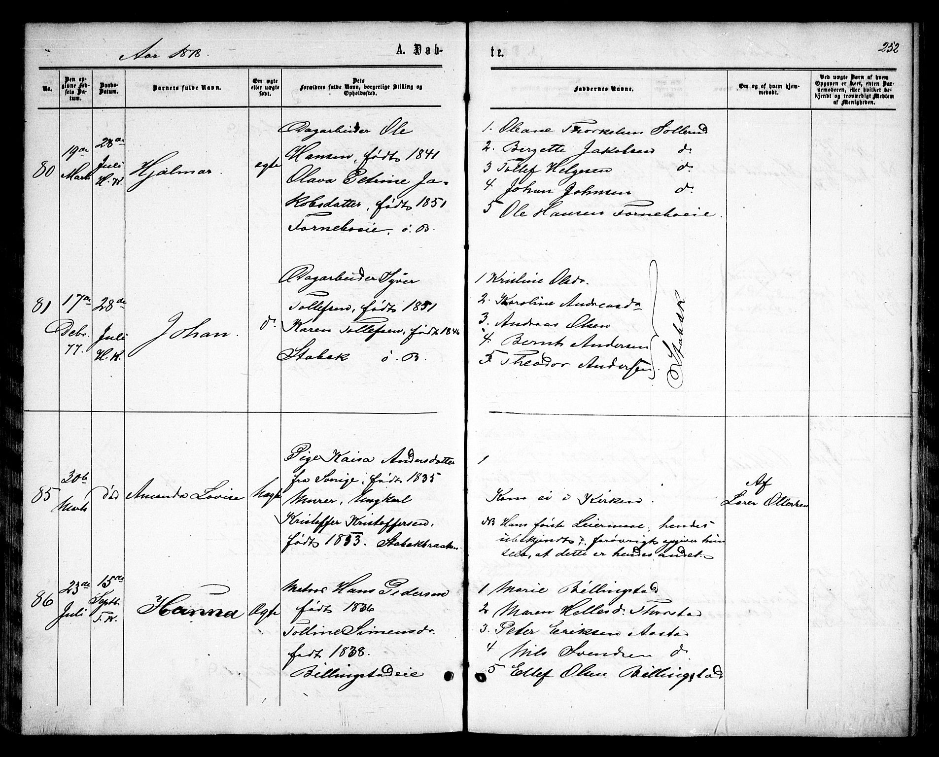 Asker prestekontor Kirkebøker, SAO/A-10256a/F/Fa/L0008: Ministerialbok nr. I 8, 1865-1878, s. 252