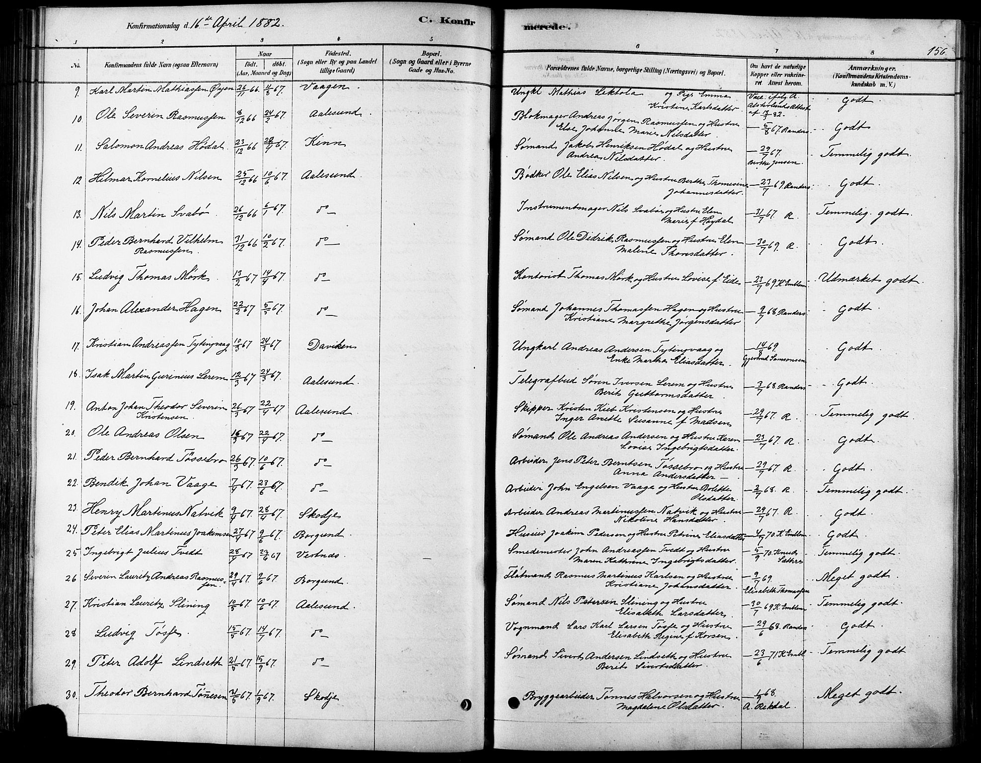 Ministerialprotokoller, klokkerbøker og fødselsregistre - Møre og Romsdal, SAT/A-1454/529/L0454: Ministerialbok nr. 529A04, 1878-1885, s. 156