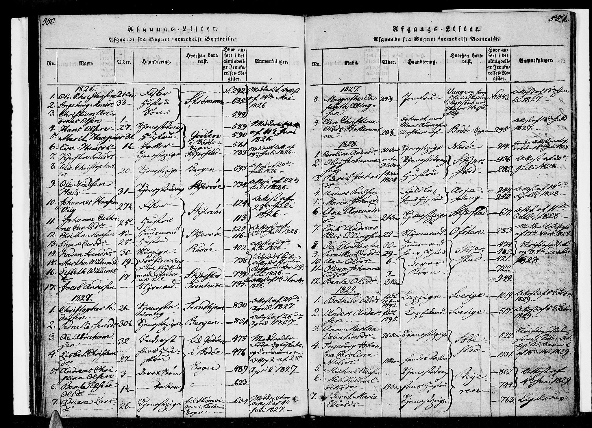 Ministerialprotokoller, klokkerbøker og fødselsregistre - Nordland, AV/SAT-A-1459/847/L0665: Ministerialbok nr. 847A05, 1818-1841, s. 550-551