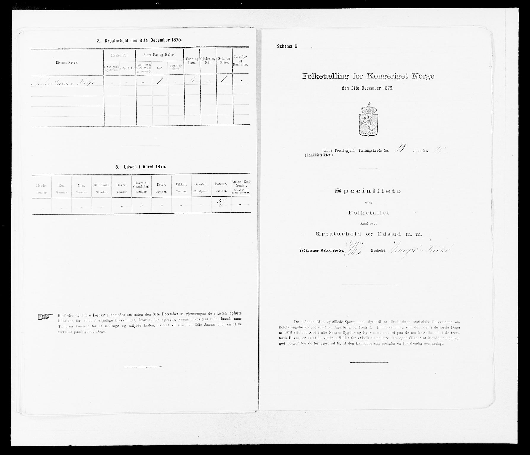 SAB, Folketelling 1875 for 1437L Kinn prestegjeld, Kinn sokn og Svanøy sokn, 1875, s. 1191