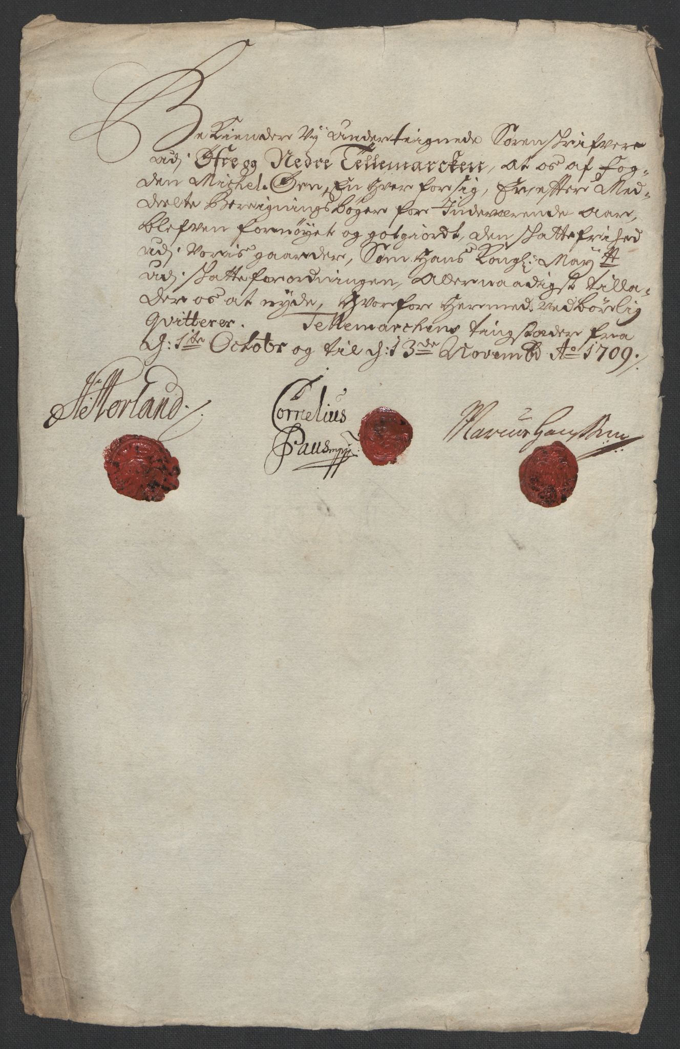 Rentekammeret inntil 1814, Reviderte regnskaper, Fogderegnskap, RA/EA-4092/R36/L2118: Fogderegnskap Øvre og Nedre Telemark og Bamble, 1708-1709, s. 197