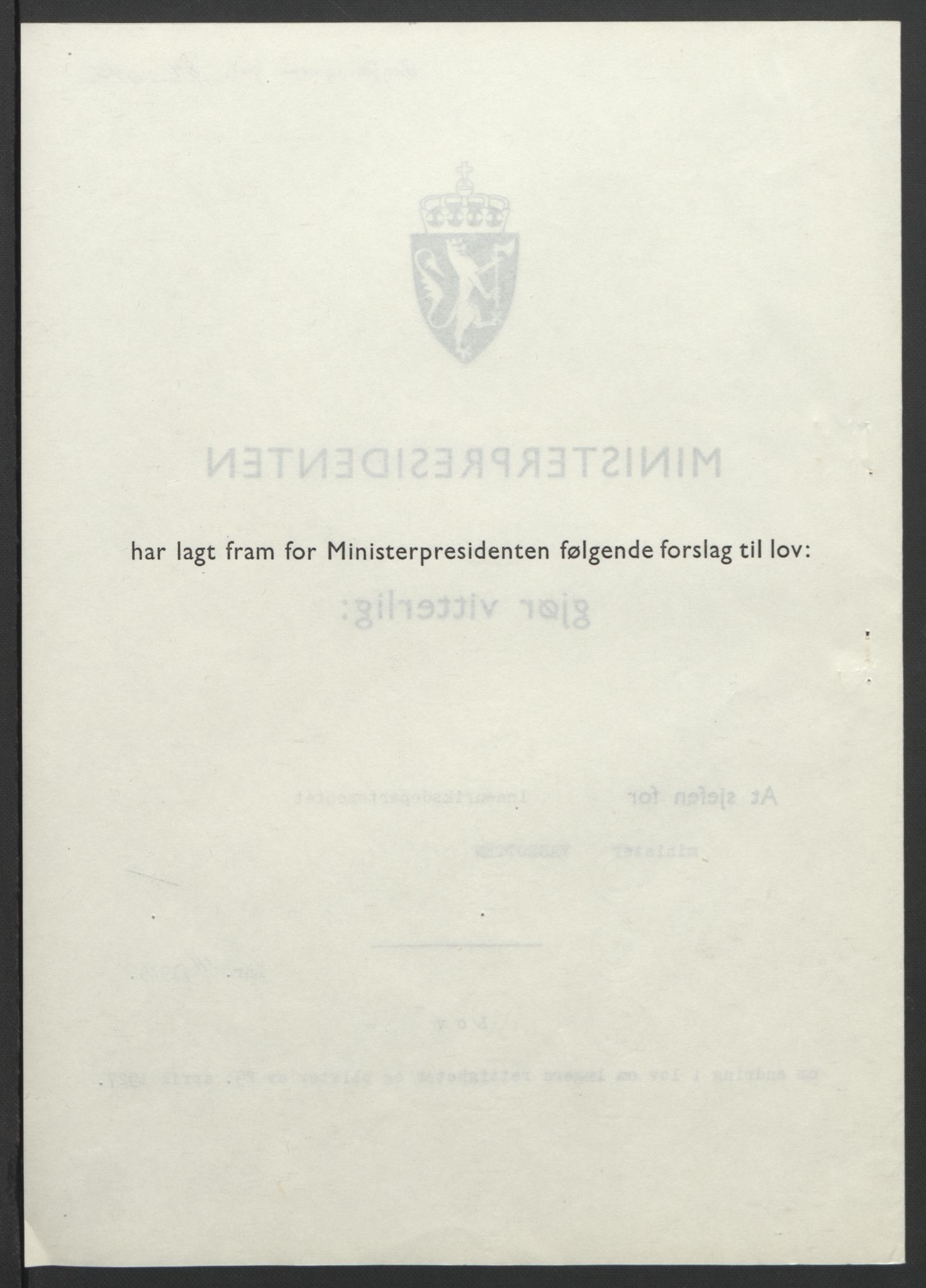 NS-administrasjonen 1940-1945 (Statsrådsekretariatet, de kommisariske statsråder mm), AV/RA-S-4279/D/Db/L0101/0001: -- / Lover og vedtak, 1945, s. 167