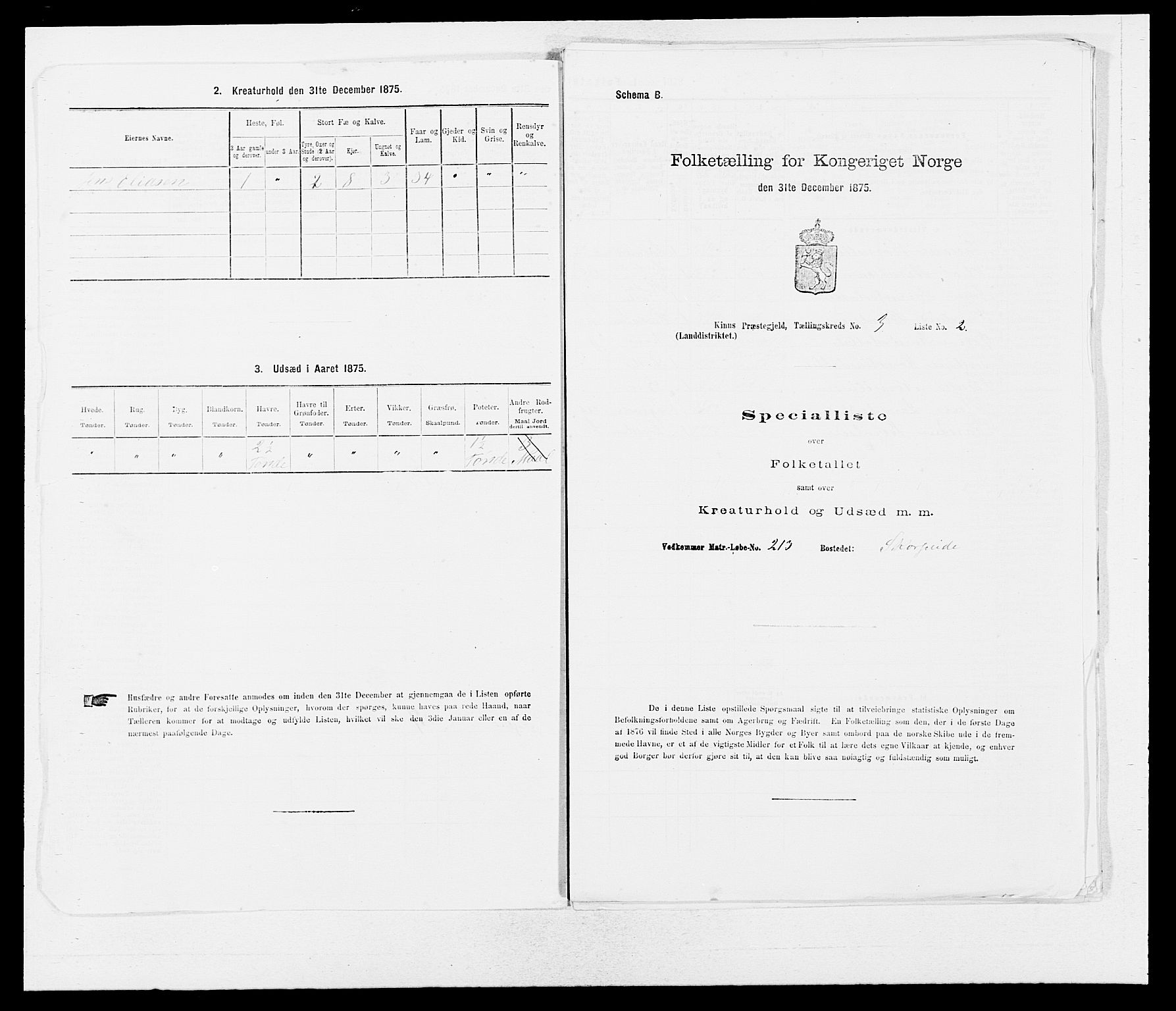 SAB, Folketelling 1875 for 1437L Kinn prestegjeld, Kinn sokn og Svanøy sokn, 1875, s. 321