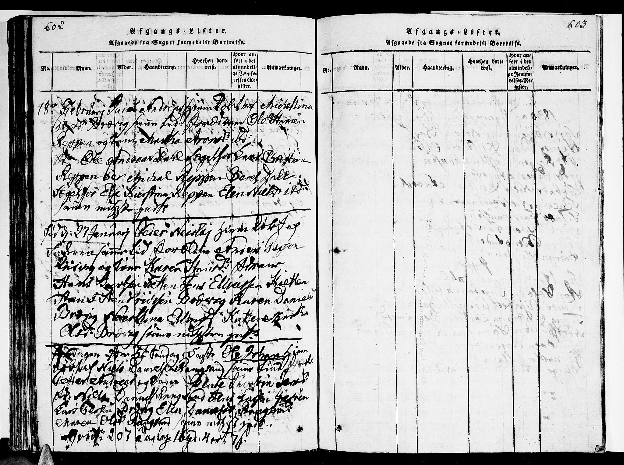 Ministerialprotokoller, klokkerbøker og fødselsregistre - Nordland, AV/SAT-A-1459/841/L0616: Klokkerbok nr. 841C01 /1, 1820-1832, s. 602-603