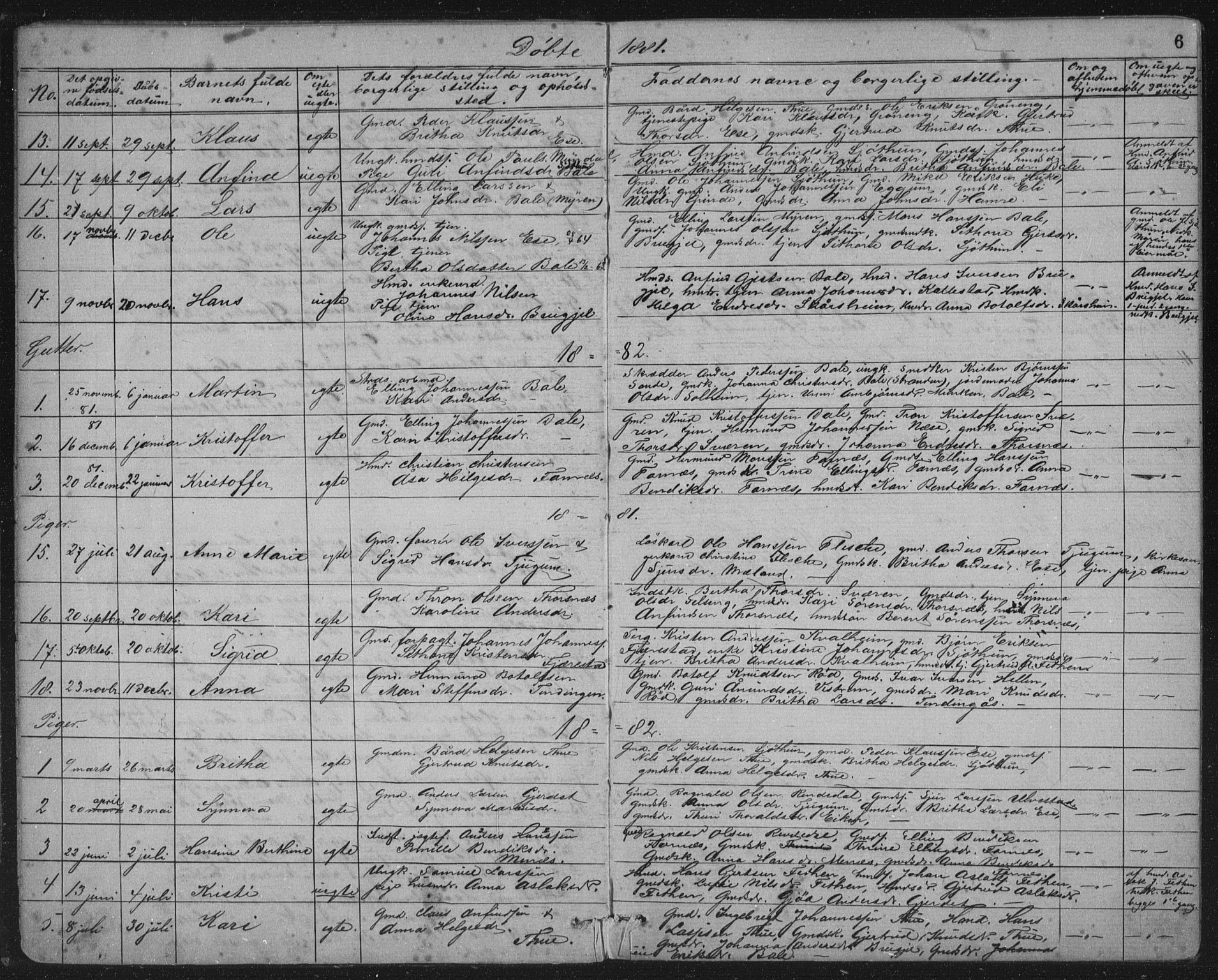 Balestrand sokneprestembete, AV/SAB-A-79601/H/Hab/Haba/L0002: Klokkerbok nr. A 2, 1880-1919, s. 6