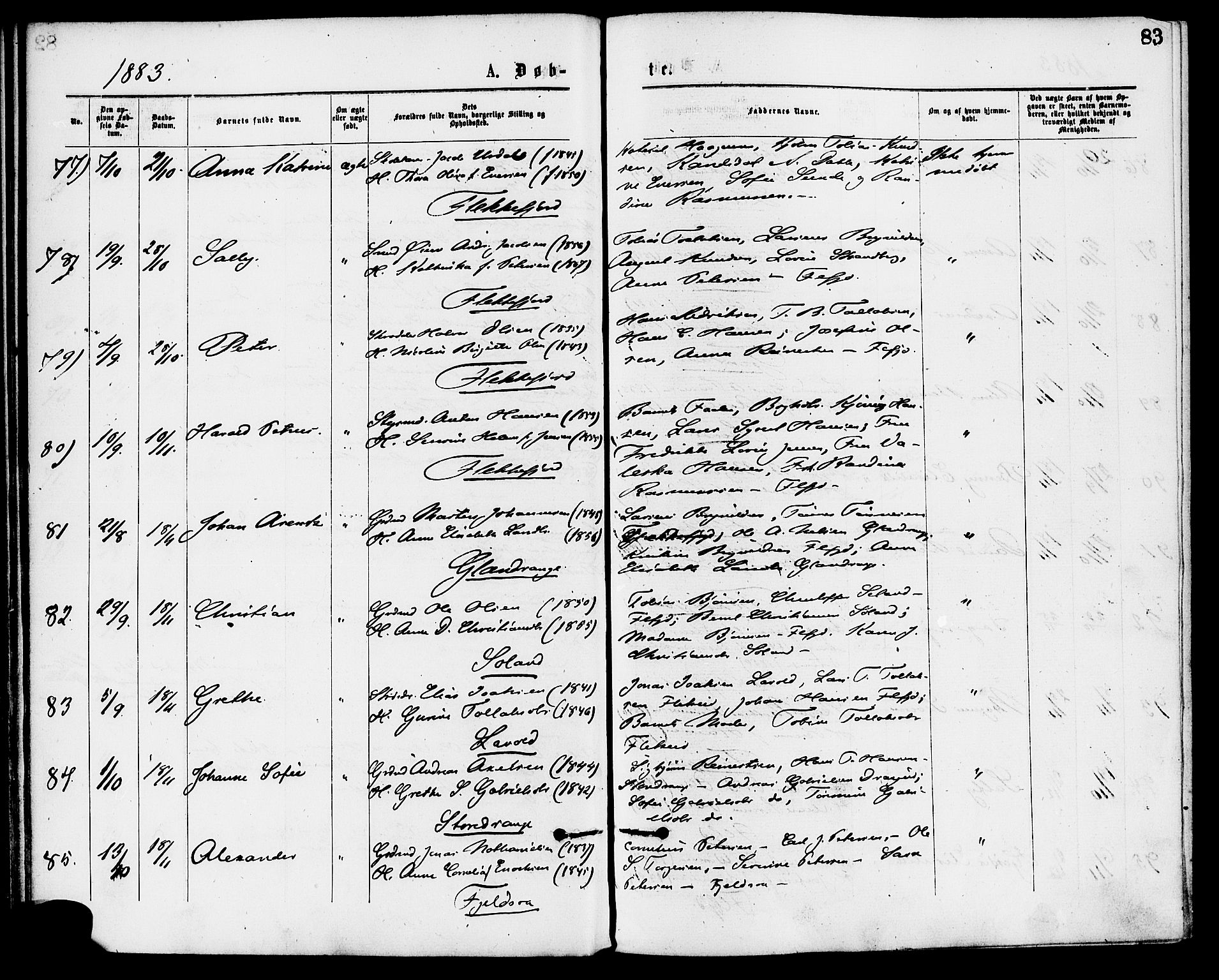 Flekkefjord sokneprestkontor, AV/SAK-1111-0012/F/Fa/Fac/L0007: Ministerialbok nr. A 7, 1875-1885, s. 83