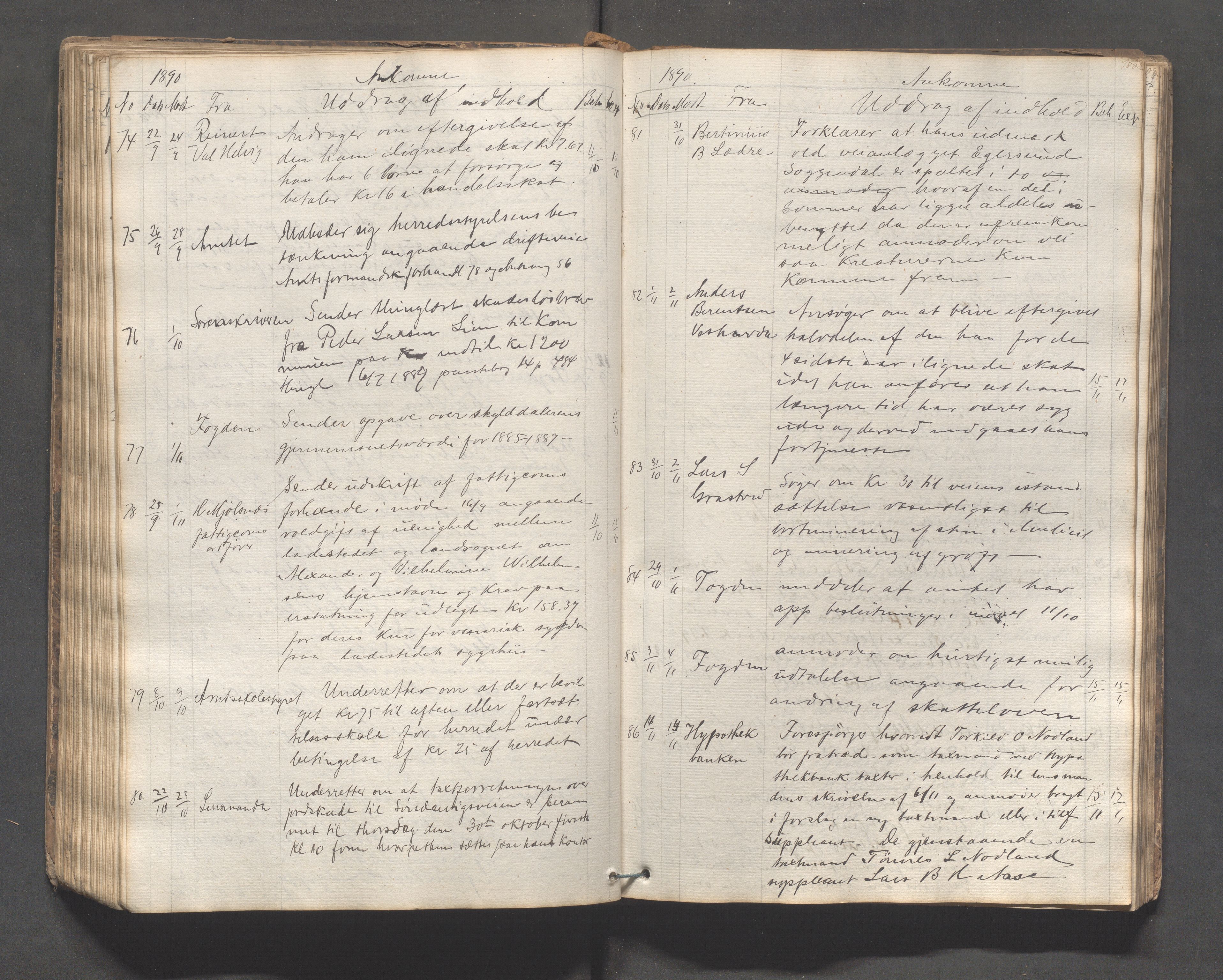 Eigersund kommune (Herredet) - Formannskapet, IKAR/K-100447/C/Ca/L0002: Brevjournal, 1838-1902, s. 100