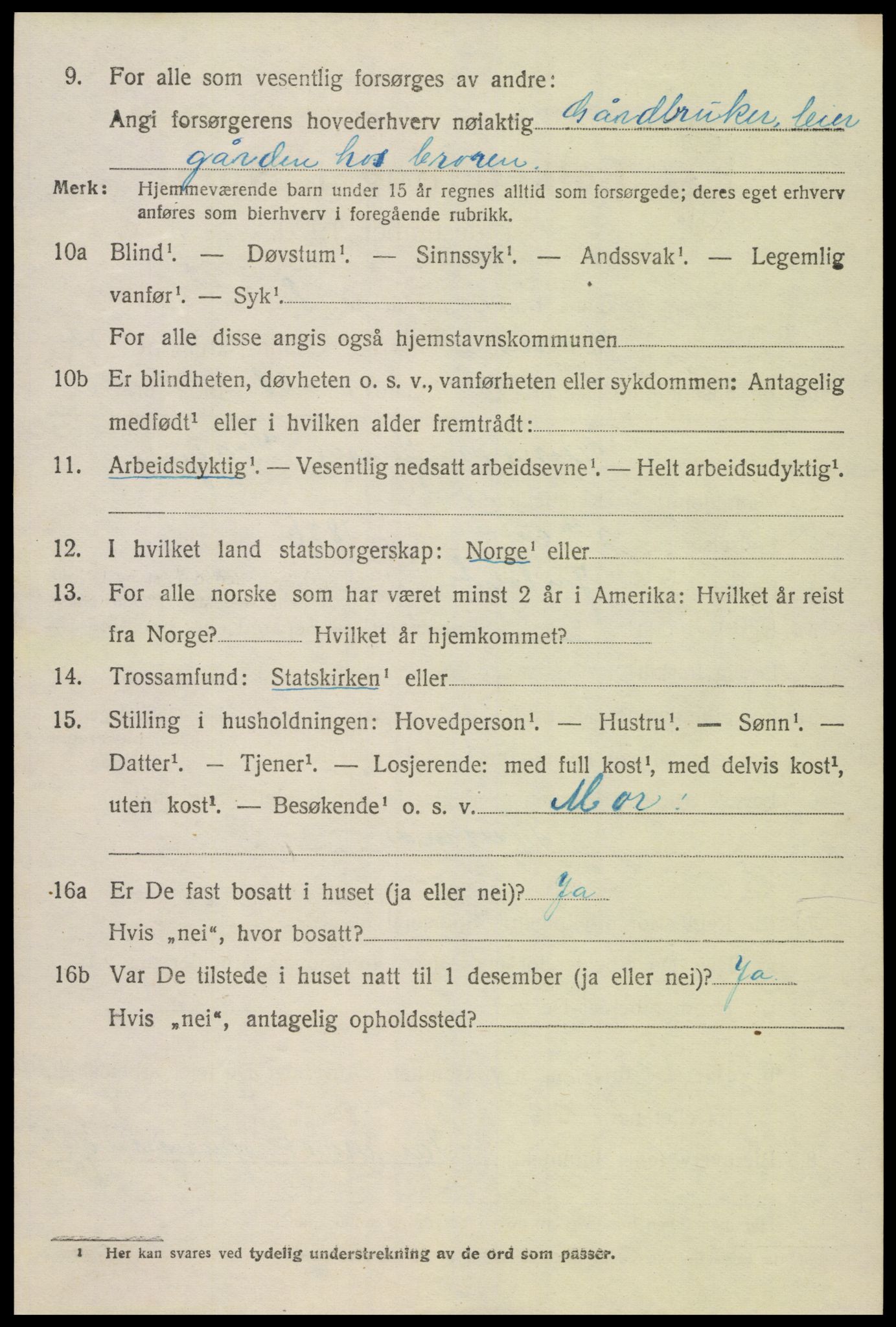 SAK, Folketelling 1920 for 0936 Hornnes herred, 1920, s. 3046