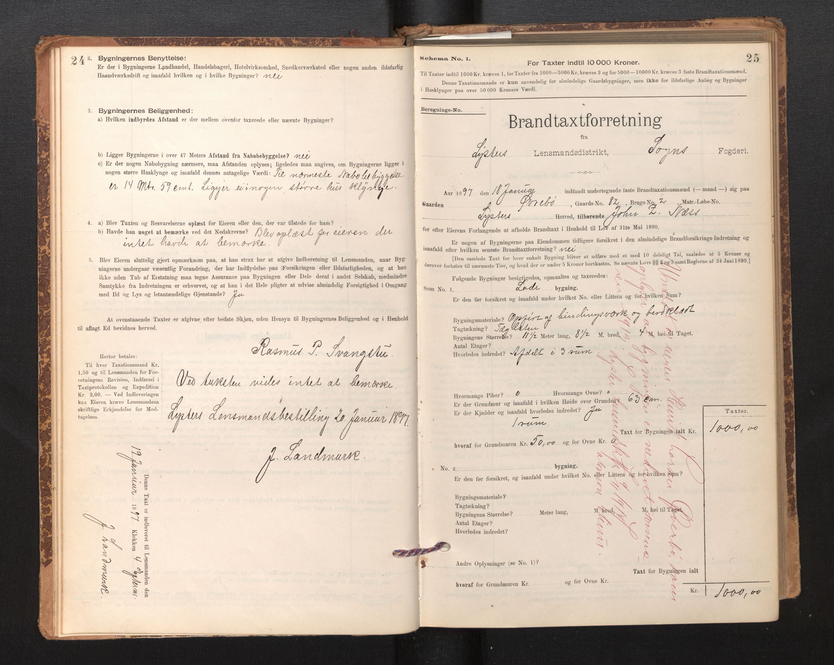 Lensmannen i Luster, SAB/A-29301/0012/L0007: Branntakstprotokoll, skjematakst, 1895-1935, s. 24-25