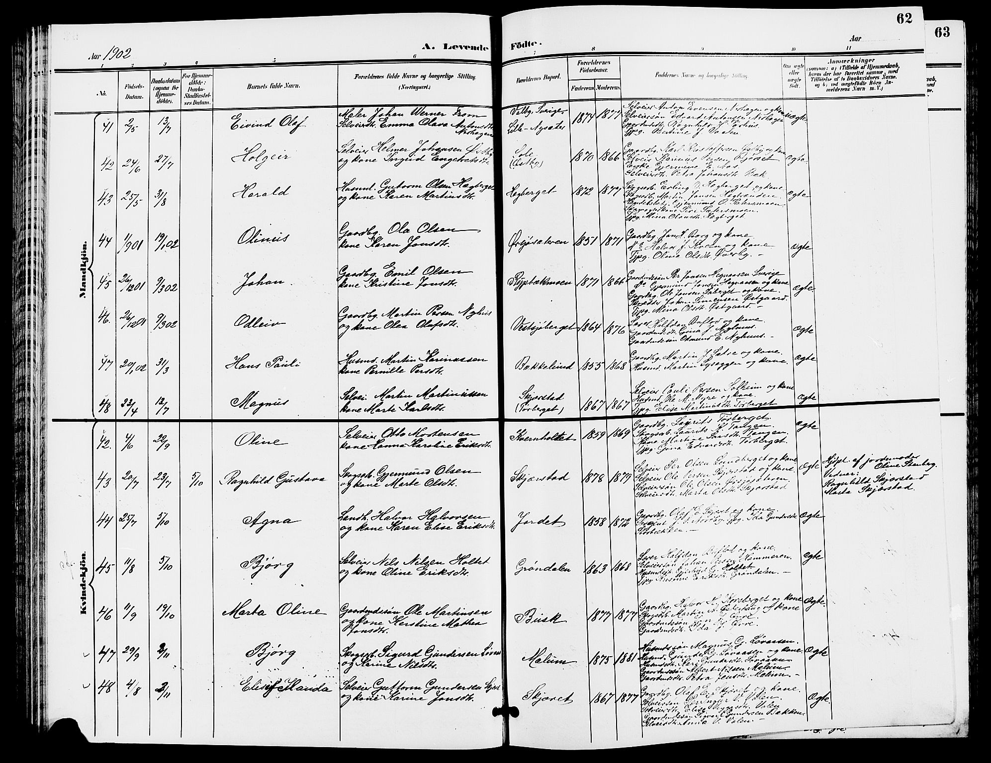 Trysil prestekontor, SAH/PREST-046/H/Ha/Hab/L0006: Klokkerbok nr. 6, 1896-1912, s. 62