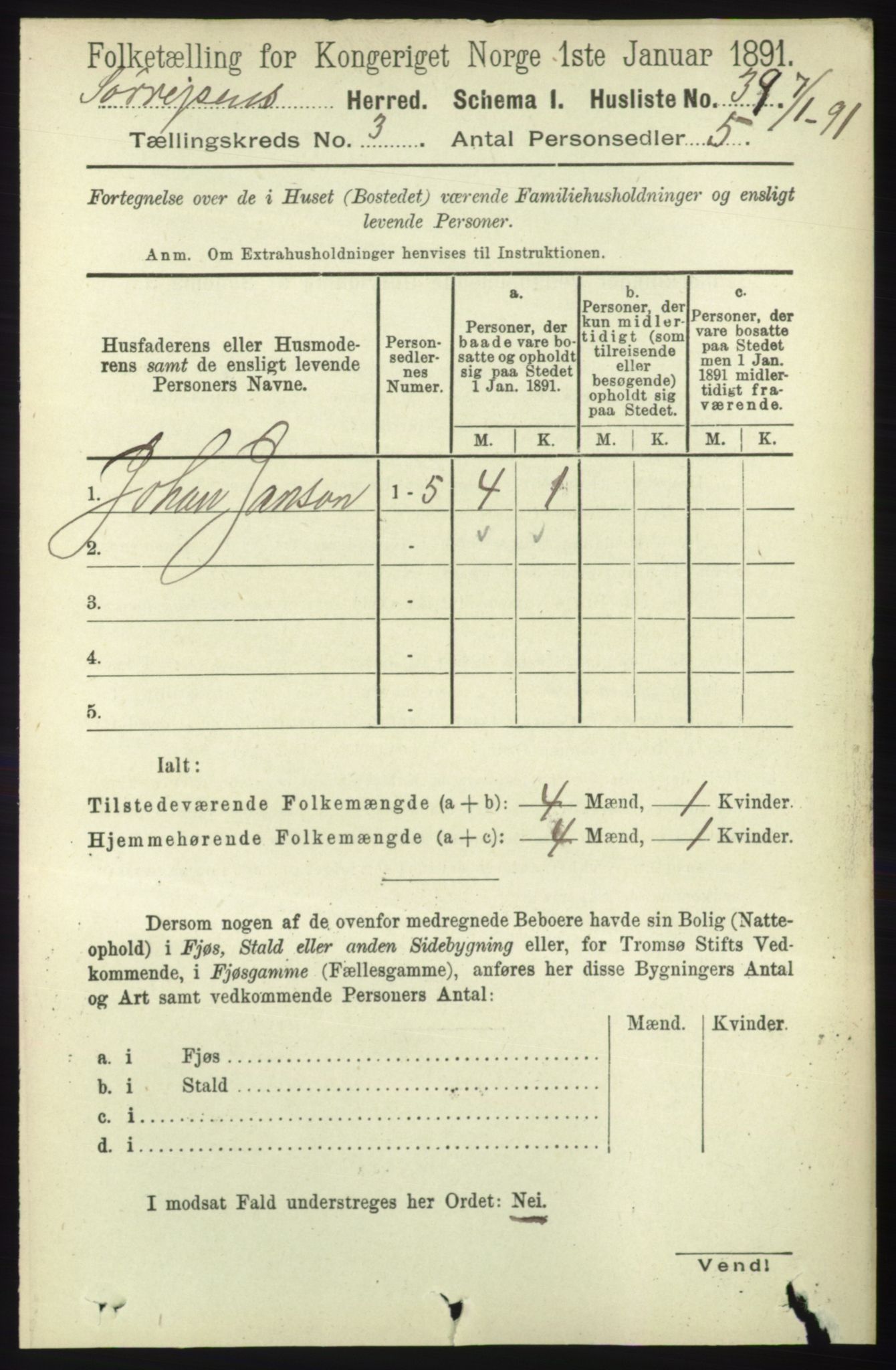 RA, Folketelling 1891 for 1925 Sørreisa herred, 1891, s. 682