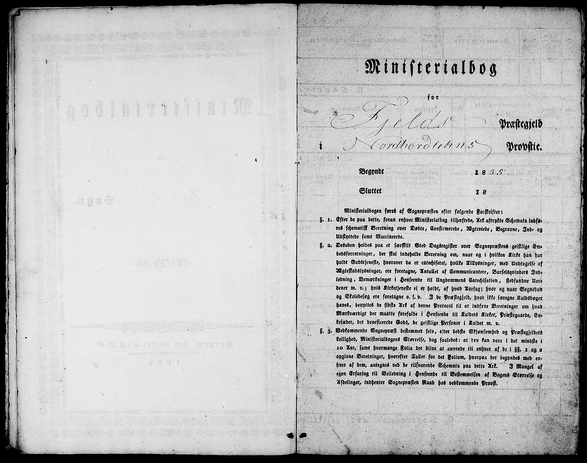 Fjell sokneprestembete, AV/SAB-A-75301/H/Haa: Ministerialbok nr. A 1, 1835-1850
