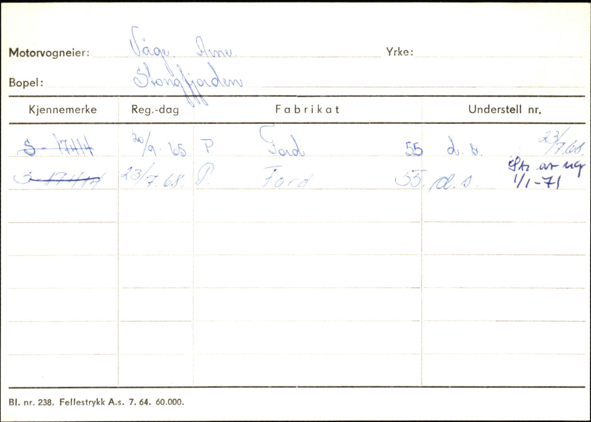 Statens vegvesen, Sogn og Fjordane vegkontor, SAB/A-5301/4/F/L0132: Eigarregister Askvoll A-Å. Balestrand A-Å, 1945-1975, s. 1434