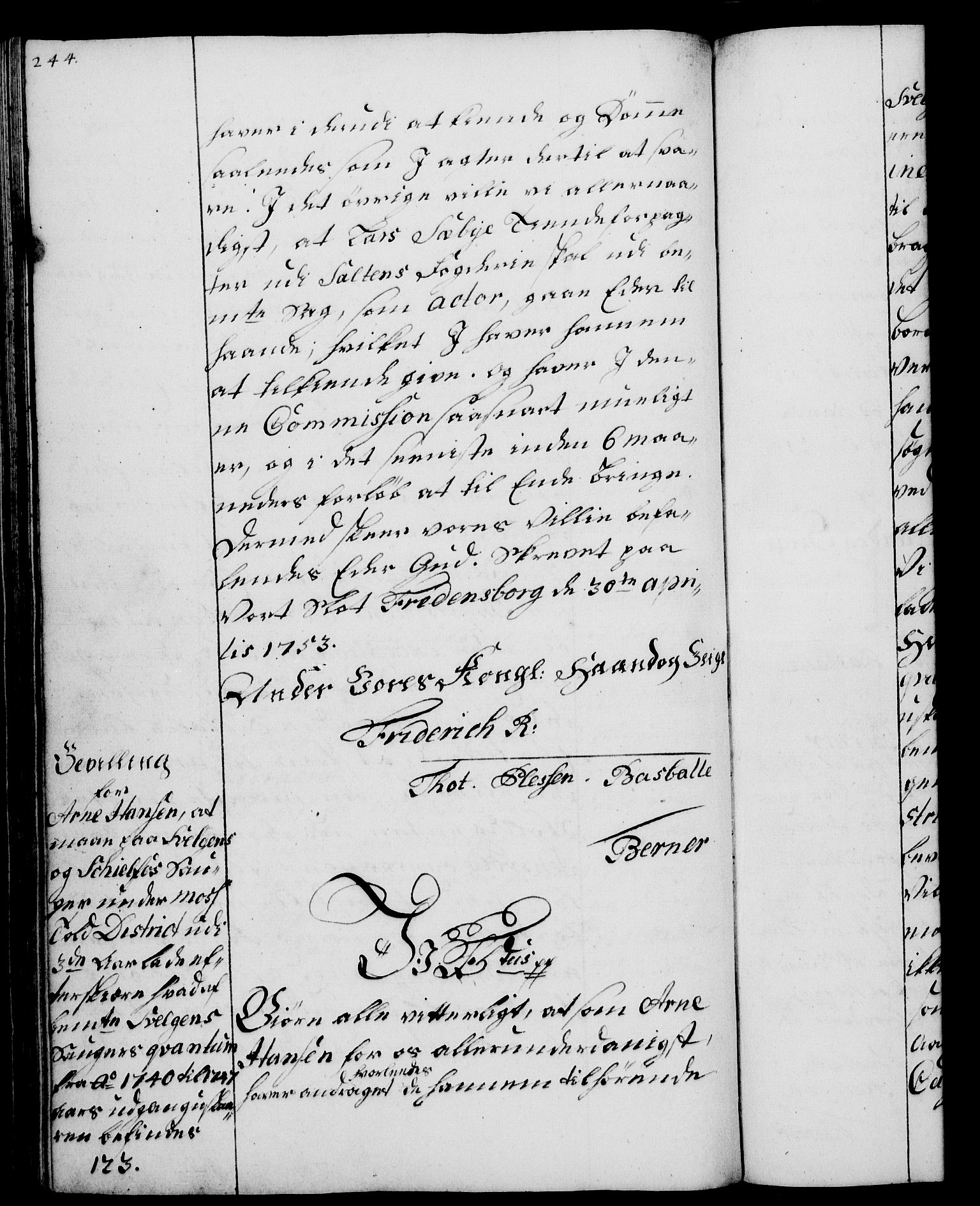 Rentekammeret, Kammerkanselliet, RA/EA-3111/G/Gg/Gga/L0006: Norsk ekspedisjonsprotokoll med register (merket RK 53.6), 1749-1759, s. 244
