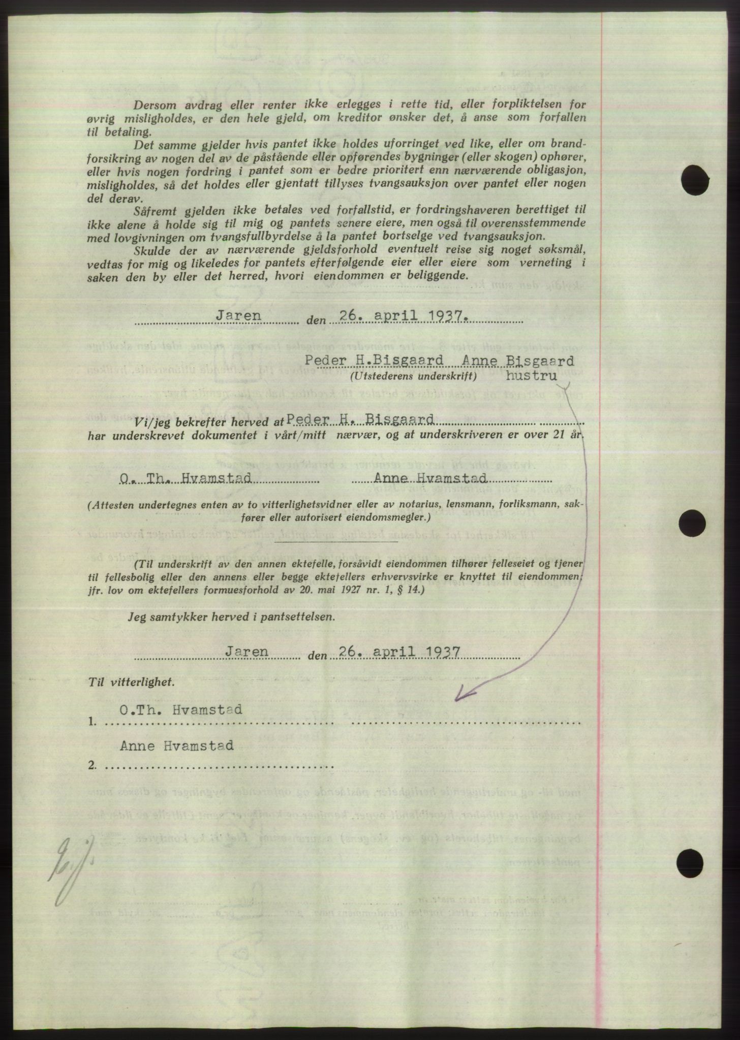 Hadeland og Land tingrett, AV/SAH-TING-010/H/Hb/Hbc/L0002: Pantebok nr. B2, 1936-1937, Dagboknr: 868/1937