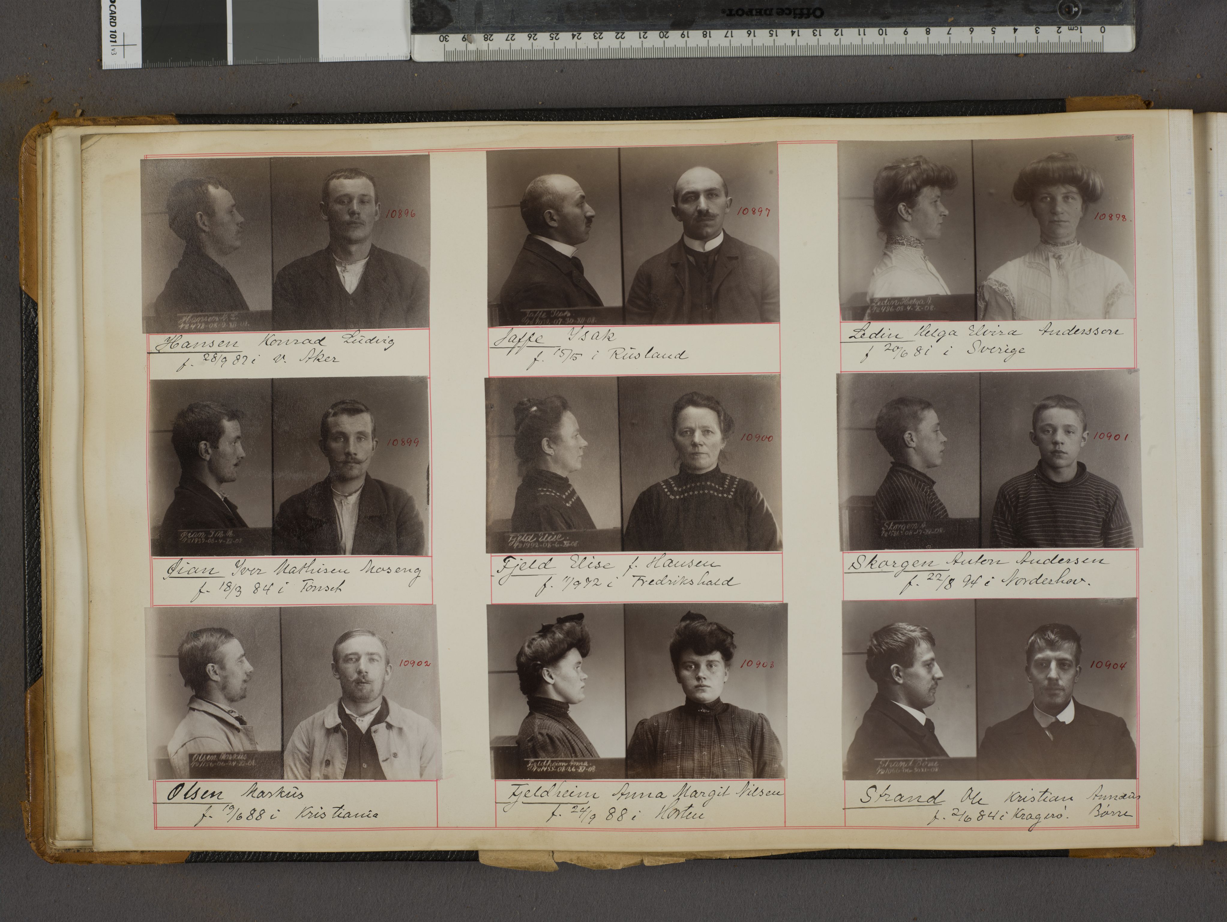 Oslo politikammer, Kriminalavdelingen, AV/SAO-A-11137/U/Ua/L0012: Forbryteralbum, 1908-1910, s. 6