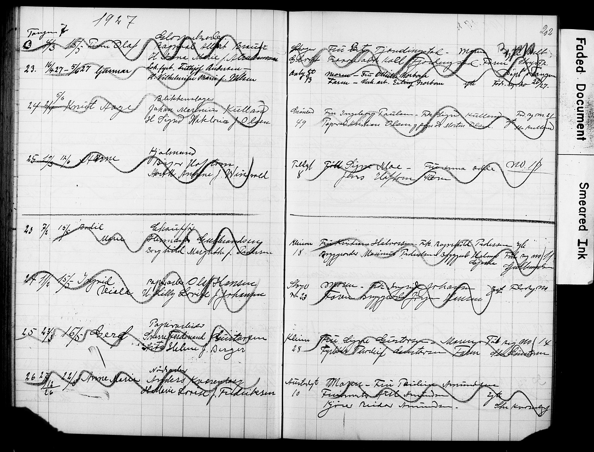 Strømsø kirkebøker, AV/SAKO-A-246/Y/Ya/L0007: Kladd til kirkebok nr. I 7, 1915-1932, s. 202