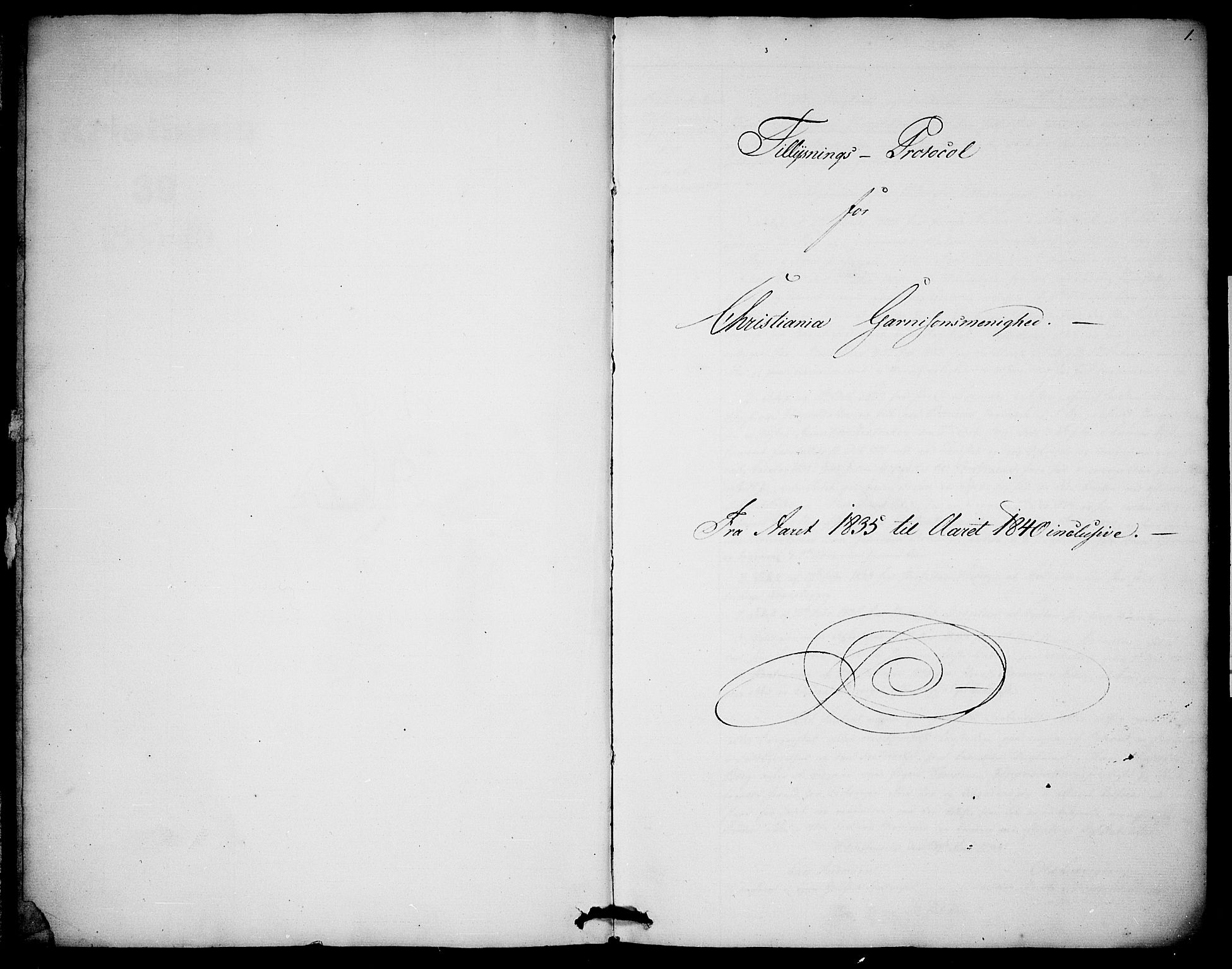 Garnisonsmenigheten Kirkebøker, AV/SAO-A-10846/H/Ha/L0003: Lysningsprotokoll nr. I 3, 1835-1840, s. 0-1