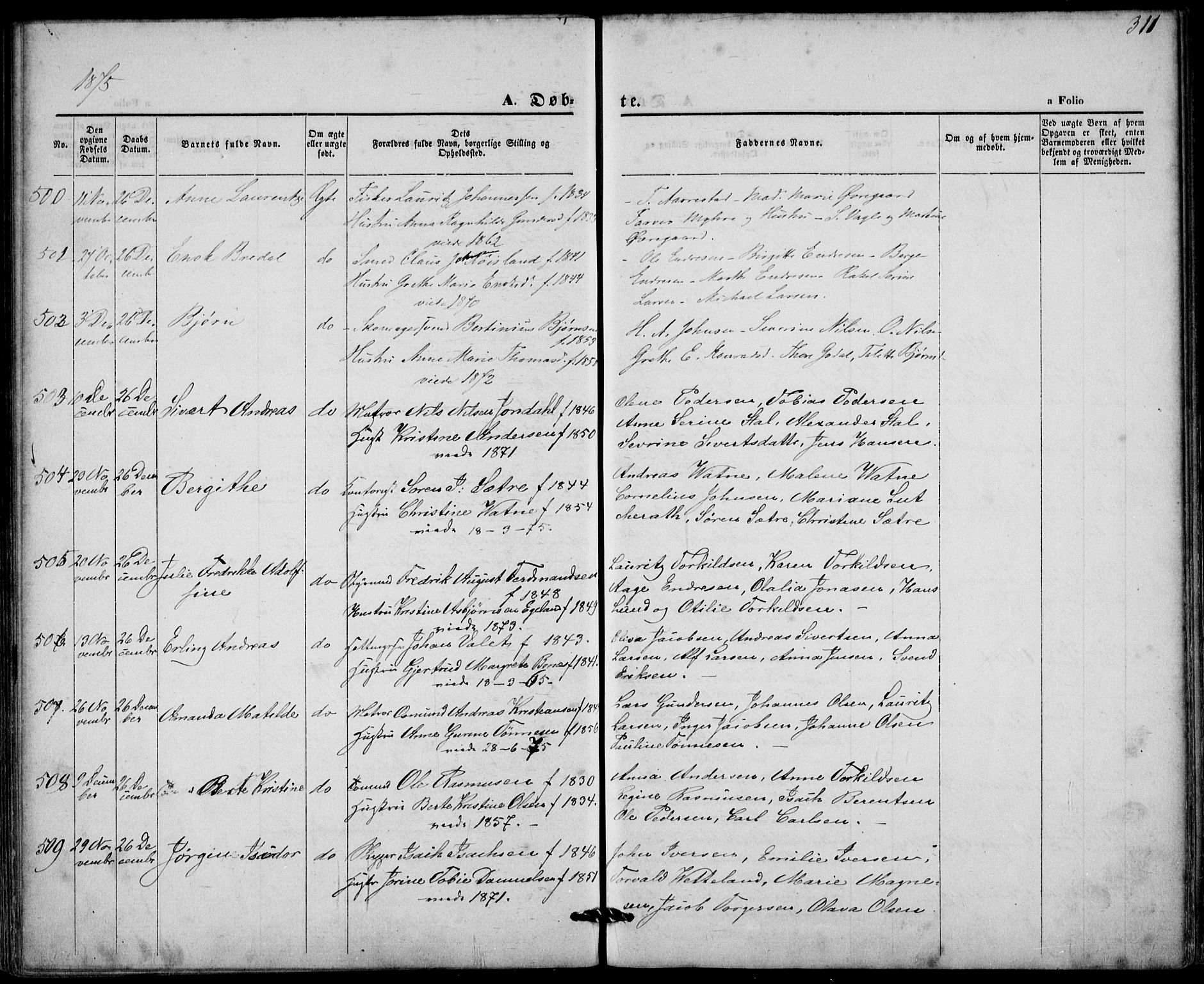 St. Petri sokneprestkontor, AV/SAST-A-101813/001/30/30BA/L0008: Ministerialbok nr. A 8, 1868-1876, s. 311