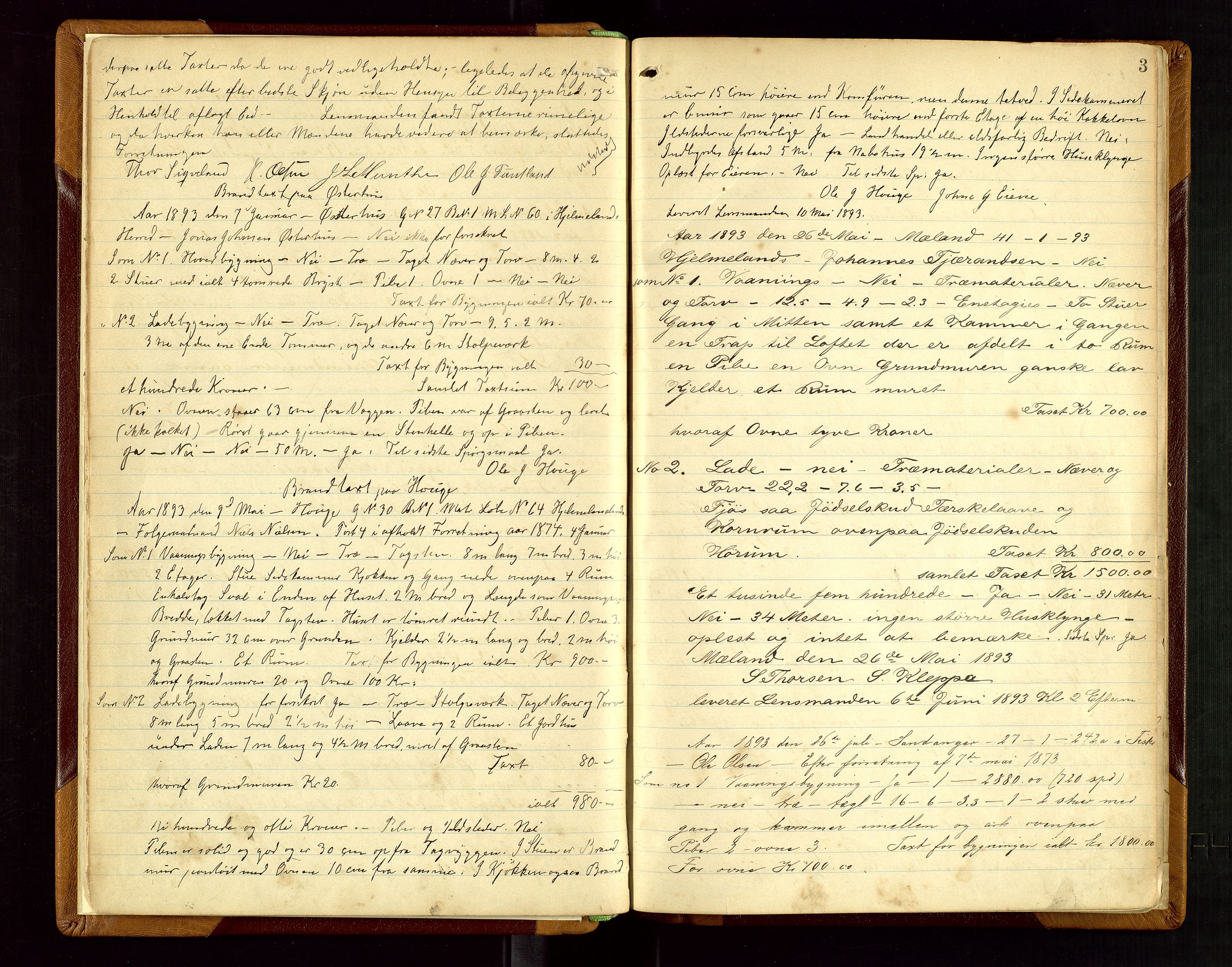 Hjelmeland lensmannskontor, AV/SAST-A-100439/Goa/L0002: Branntakstprotokoll, 1892-1943, s. 2b-3a