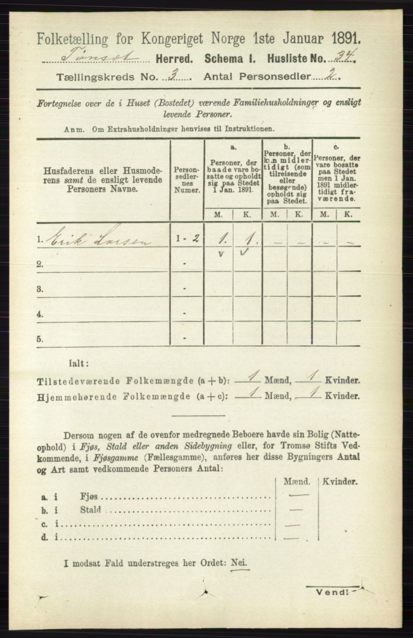 RA, Folketelling 1891 for 0437 Tynset herred, 1891, s. 577