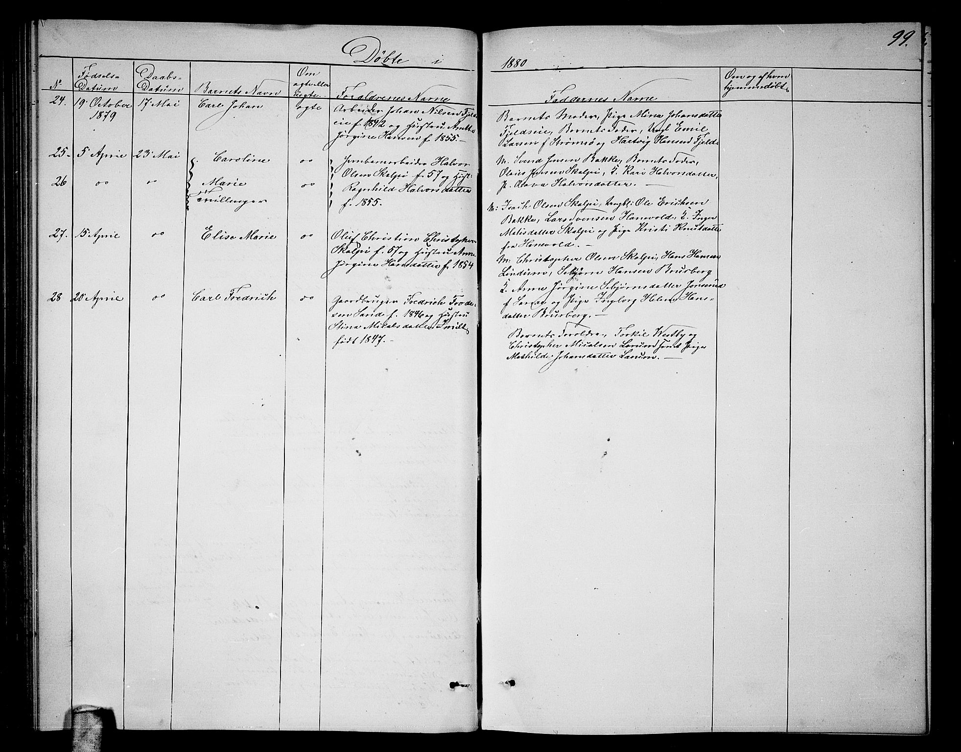 Skoger kirkebøker, AV/SAKO-A-59/G/Ga/L0002: Klokkerbok nr. I 2, 1860-1880, s. 99