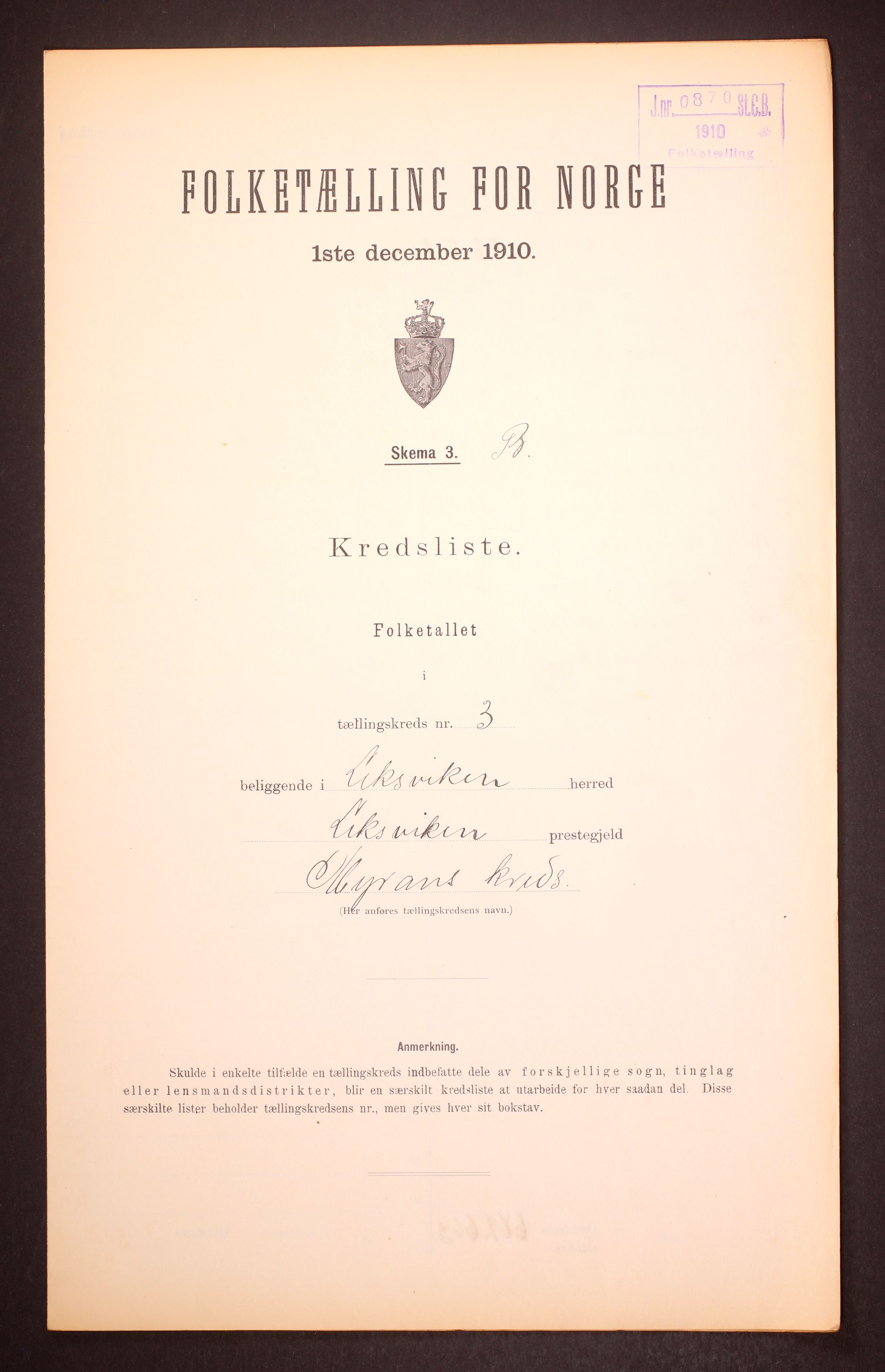 RA, Folketelling 1910 for 1718 Leksvik herred, 1910, s. 12