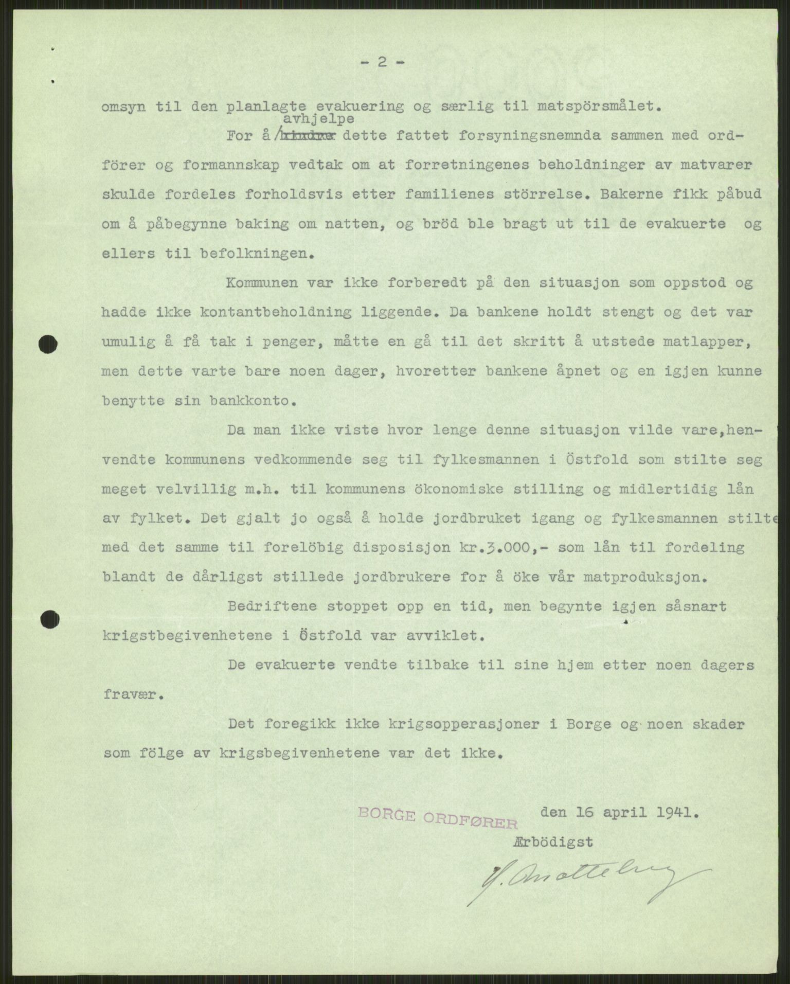 Forsvaret, Forsvarets krigshistoriske avdeling, RA/RAFA-2017/Y/Ya/L0013: II-C-11-31 - Fylkesmenn.  Rapporter om krigsbegivenhetene 1940., 1940, s. 44