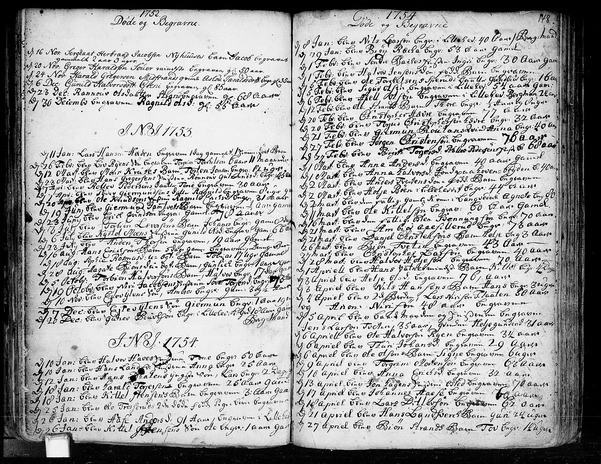 Heddal kirkebøker, AV/SAKO-A-268/F/Fa/L0003: Ministerialbok nr. I 3, 1723-1783, s. 148